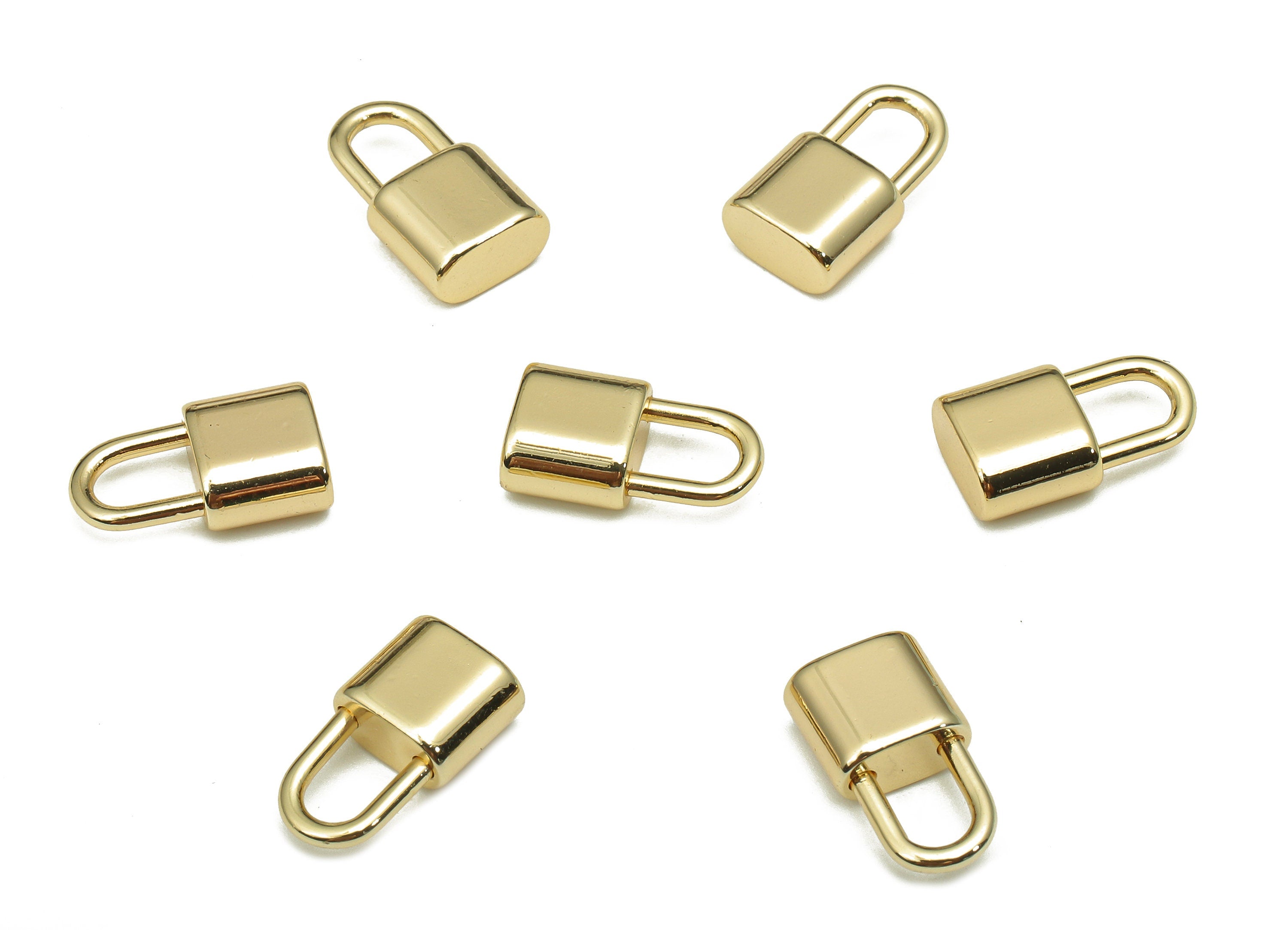 Brass Mini Padlock Charm - Gold Lock Earring - Lock Pendant For Necklace - For Bracelet - 18K Real Gold Plating - 12.7x7.3x4.1mm -RGP5311 - DOMEDBAZAAR