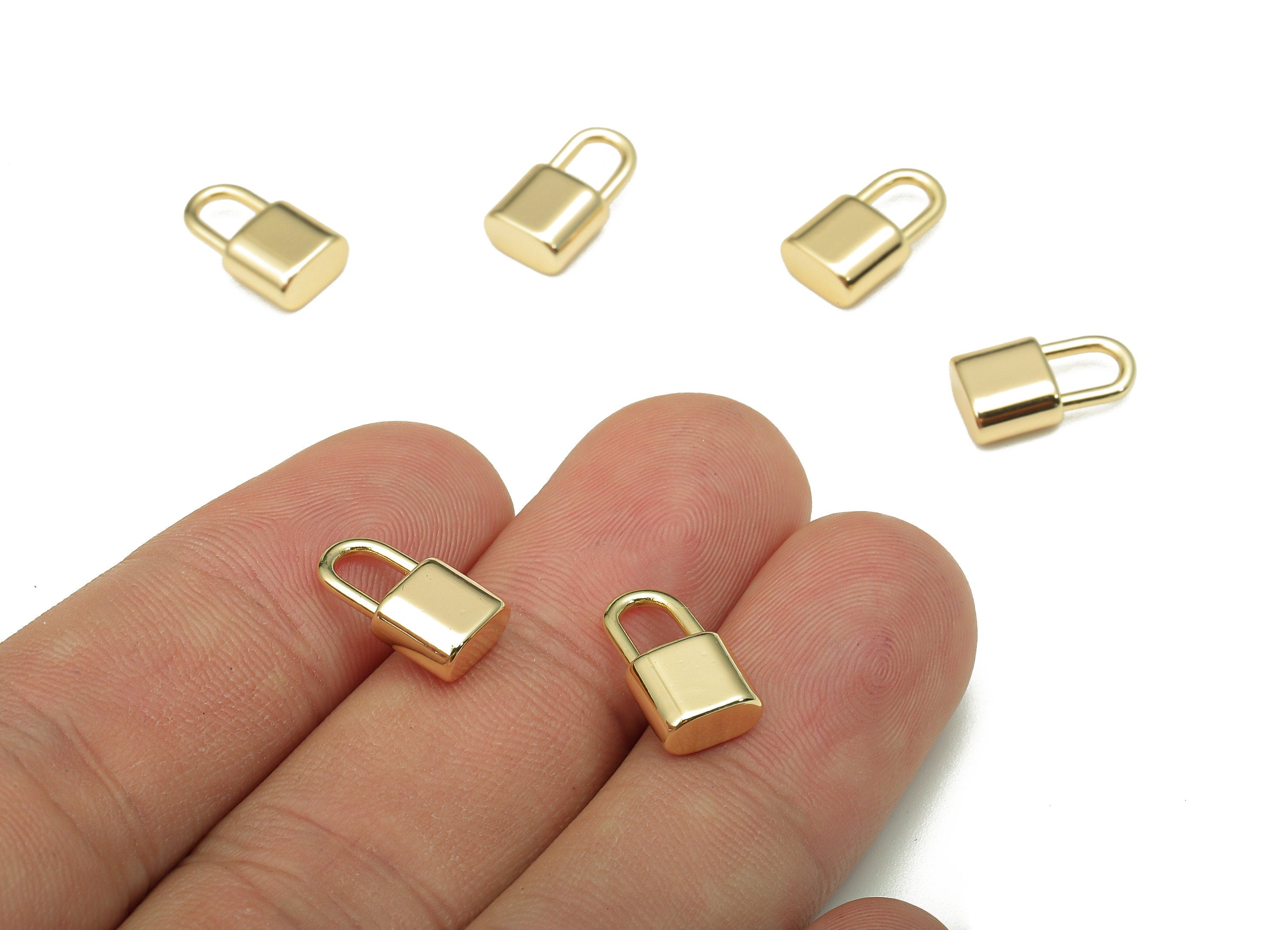 Brass Mini Padlock Charm - Gold Lock Earring - Lock Pendant For Necklace - For Bracelet - 18K Real Gold Plating - 12.7x7.3x4.1mm -RGP5311 - DOMEDBAZAAR