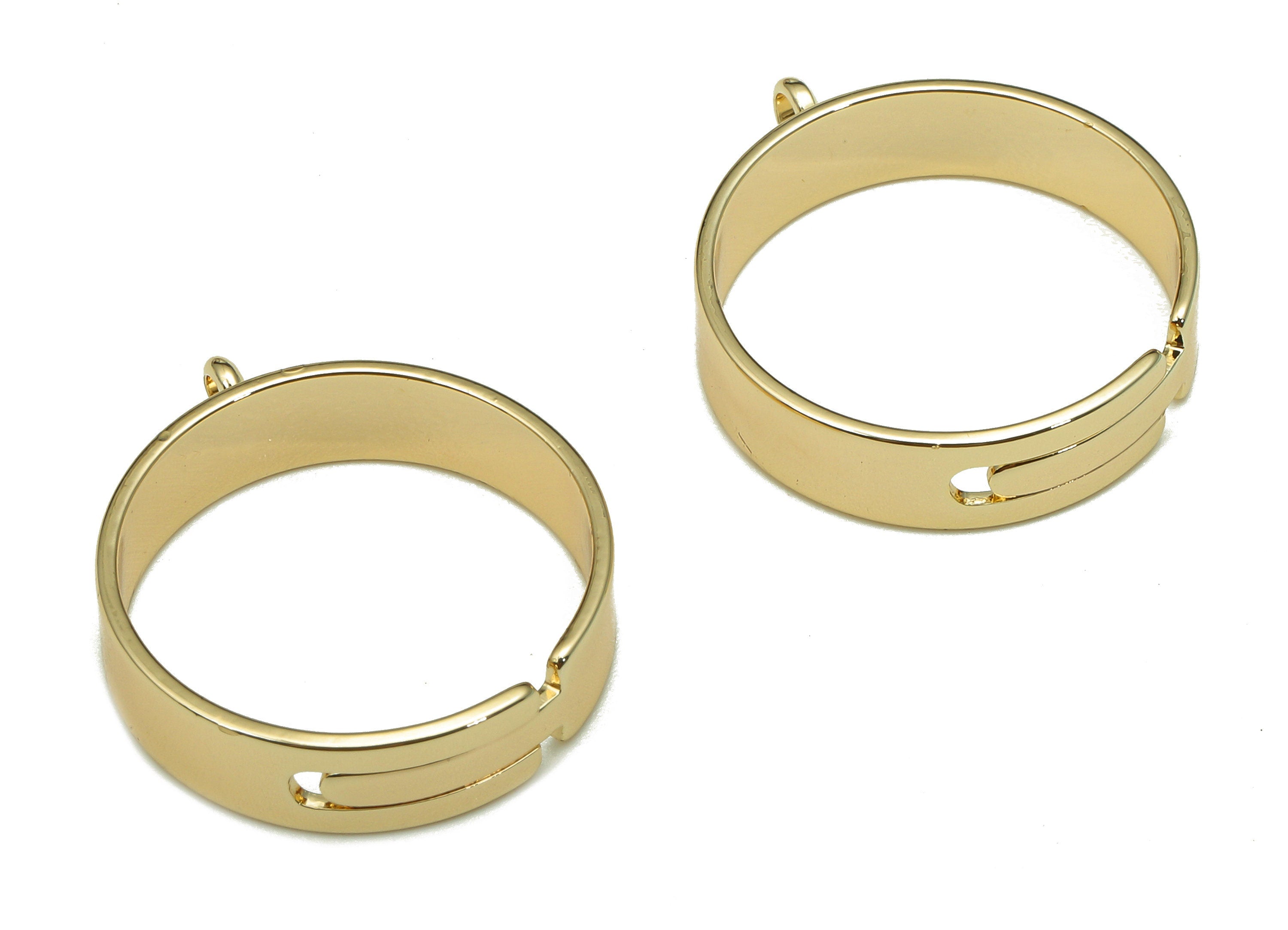 Brass Round Ring - Circle Wide Hoop Ring - Gold Wide Hoop With Loop - 18K Real Gold Plating - 21.5x18.4x0.8mm - RGP5336 - DOMEDBAZAAR