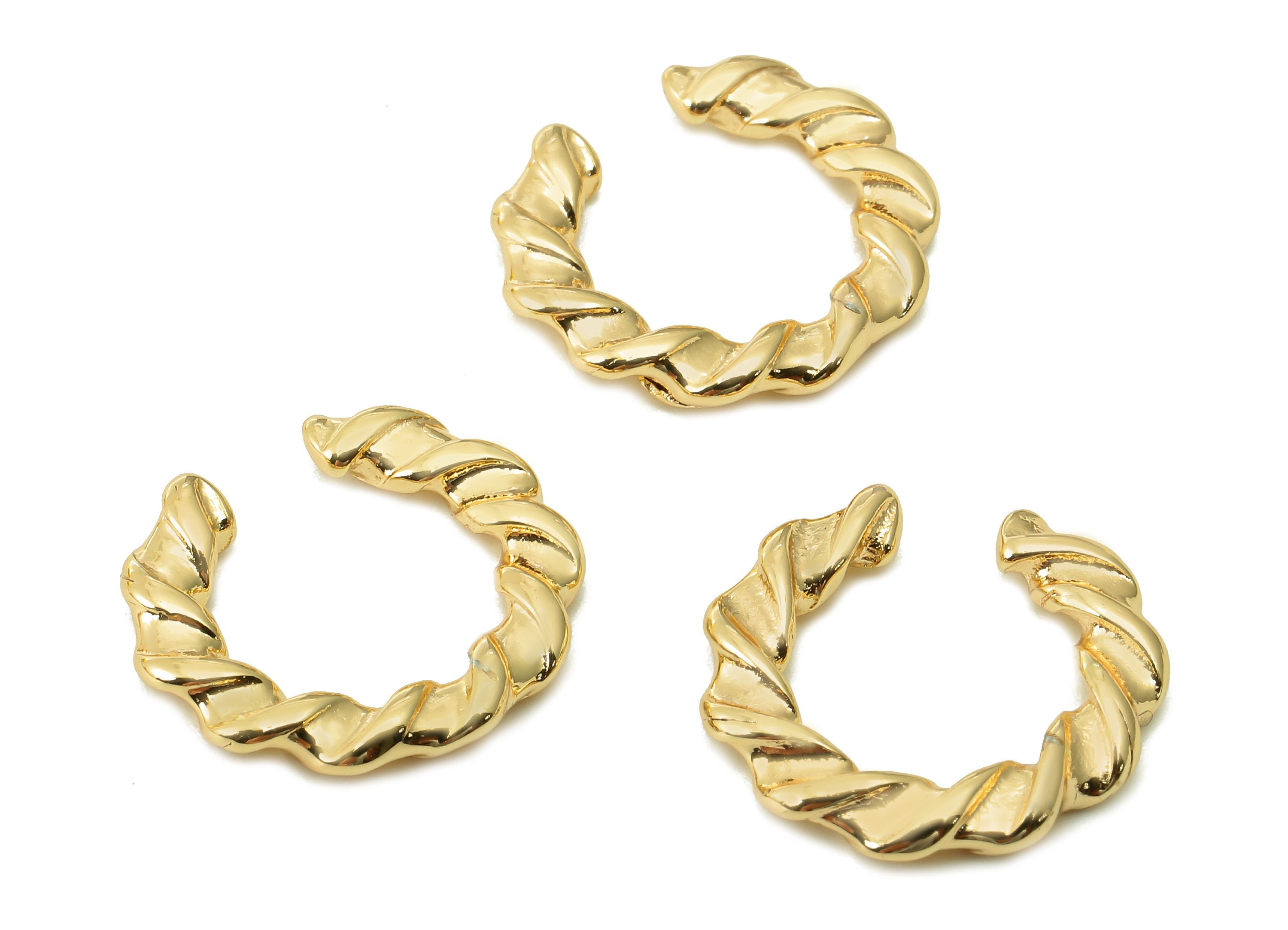 Brass Twisted Open Round Ring - Open Circle Wide Hoop Ring - Gold Wide Hoop - 18K Real Gold Plating - 16.7x16.1x2.3mm - RGP5354 - DOMEDBAZAAR
