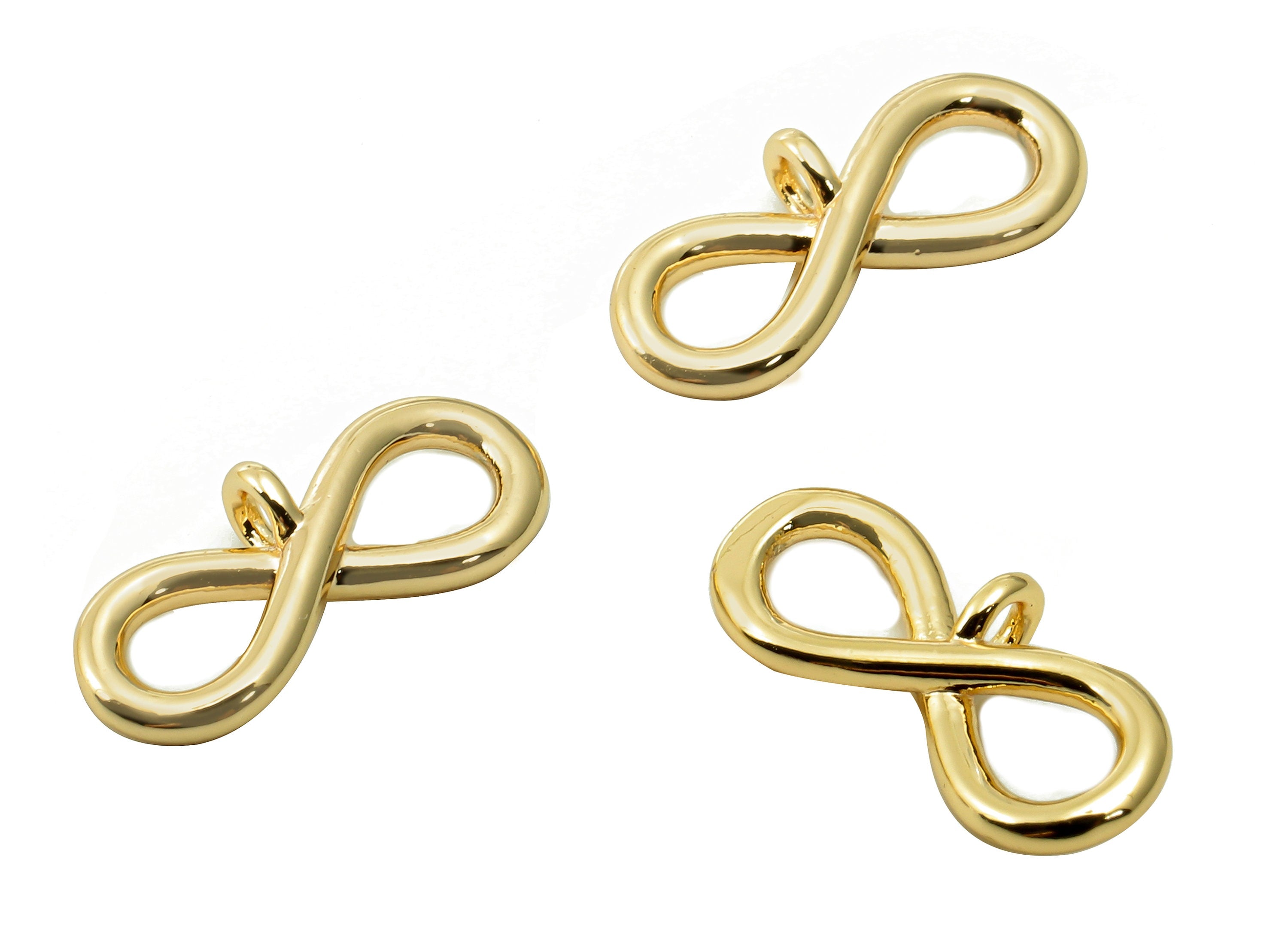 Brass Knot Earring Charm - Gold Figure 8 Earring - Infinity Pendant With Loop - 18K Real Gold Plated Brass - 14.1x6.3x1.5mm - RGP5362 - DOMEDBAZAAR
