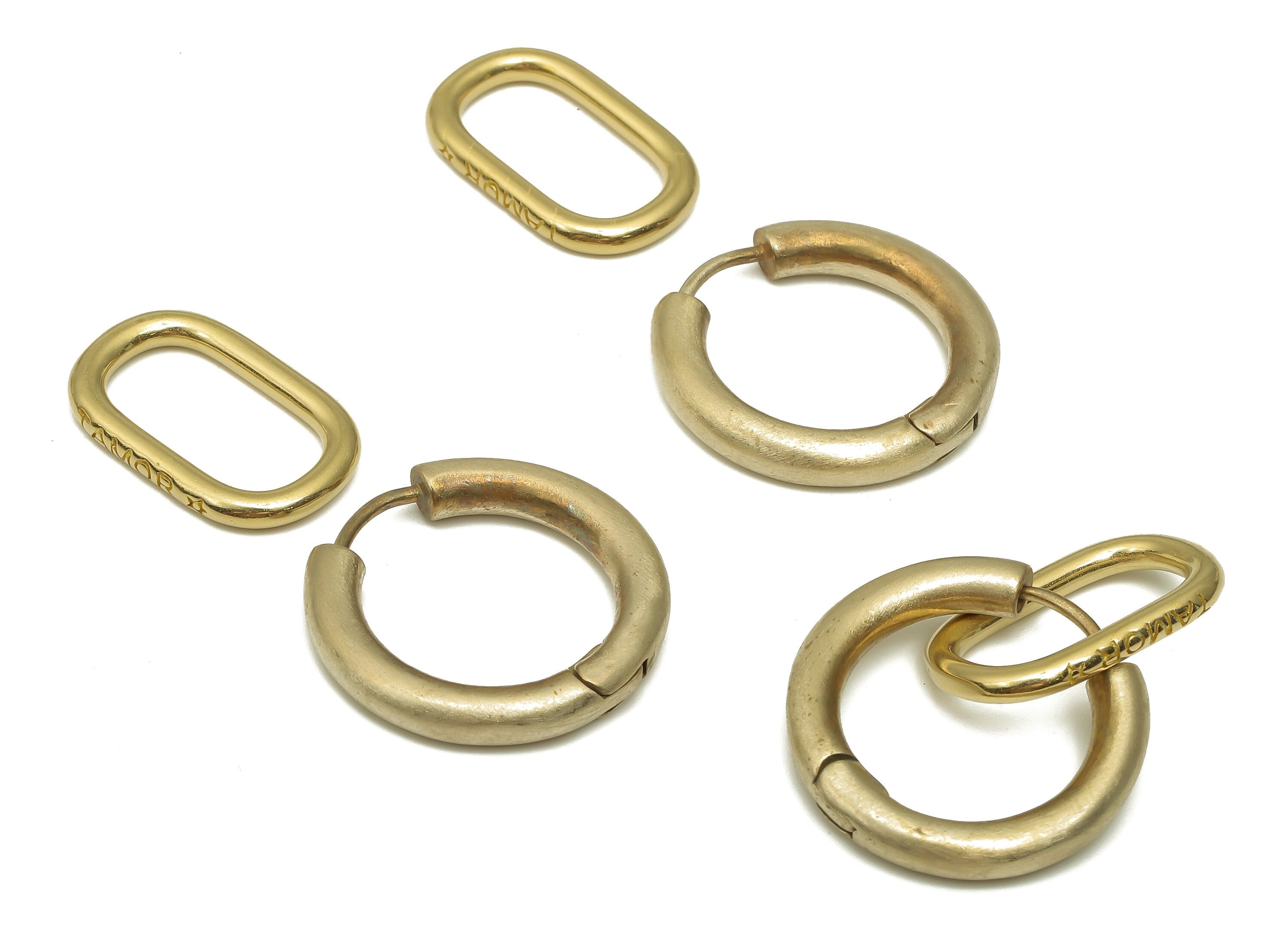 Brass Round & Rectangle Connector - Raw Brass Circle Earring Clasp - Hoop Earring - Earring Connector - 41x21.74x3.57mm - PP7883 - DOMEDBAZAAR