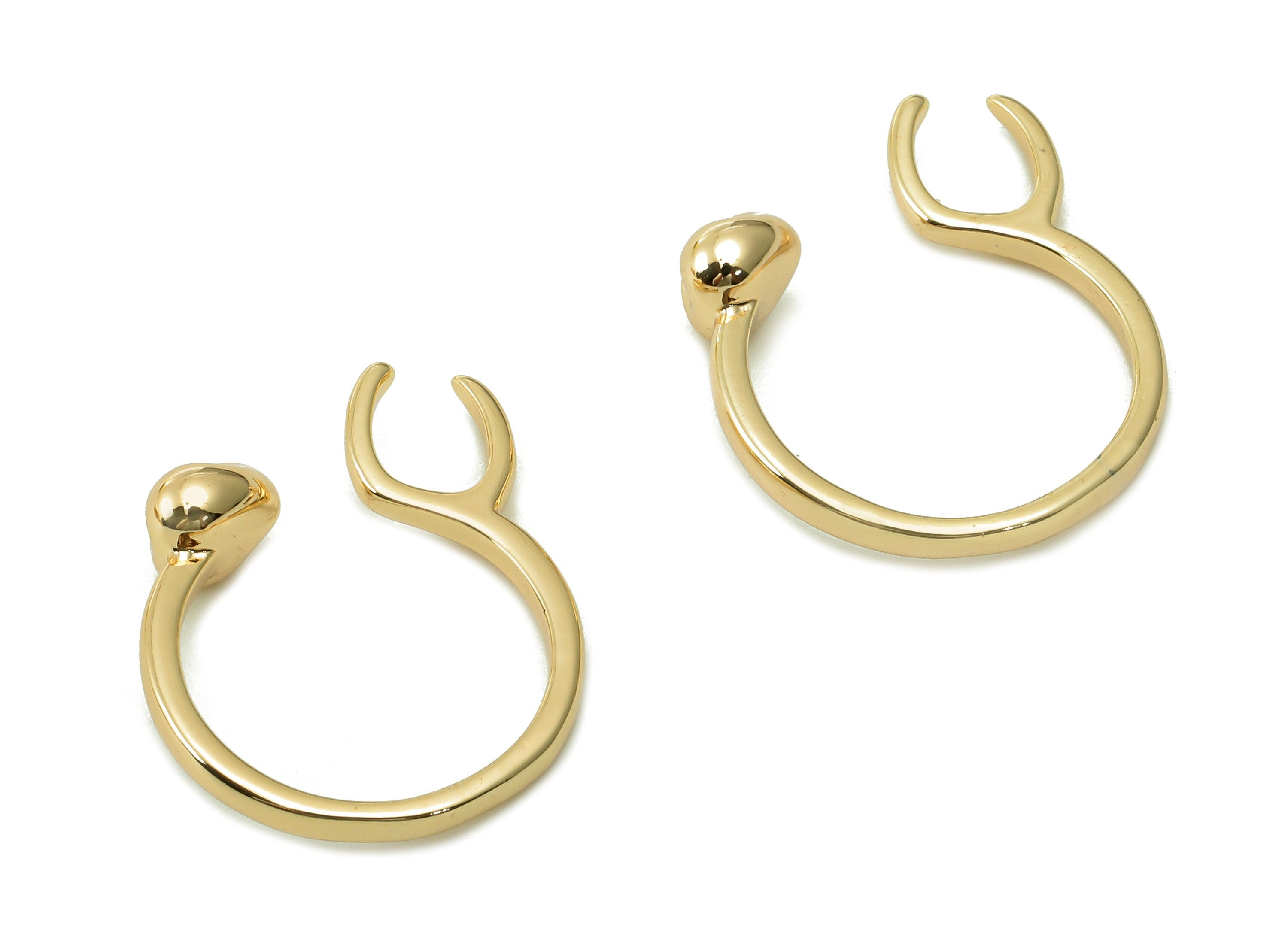 Brass Open Round Ring - Open Circle Heart Hoop Ring - Gold Wide U Hoop - 18K Real Gold Plating - 24x17.9x4.4mm - RGP5385 - DOMEDBAZAAR