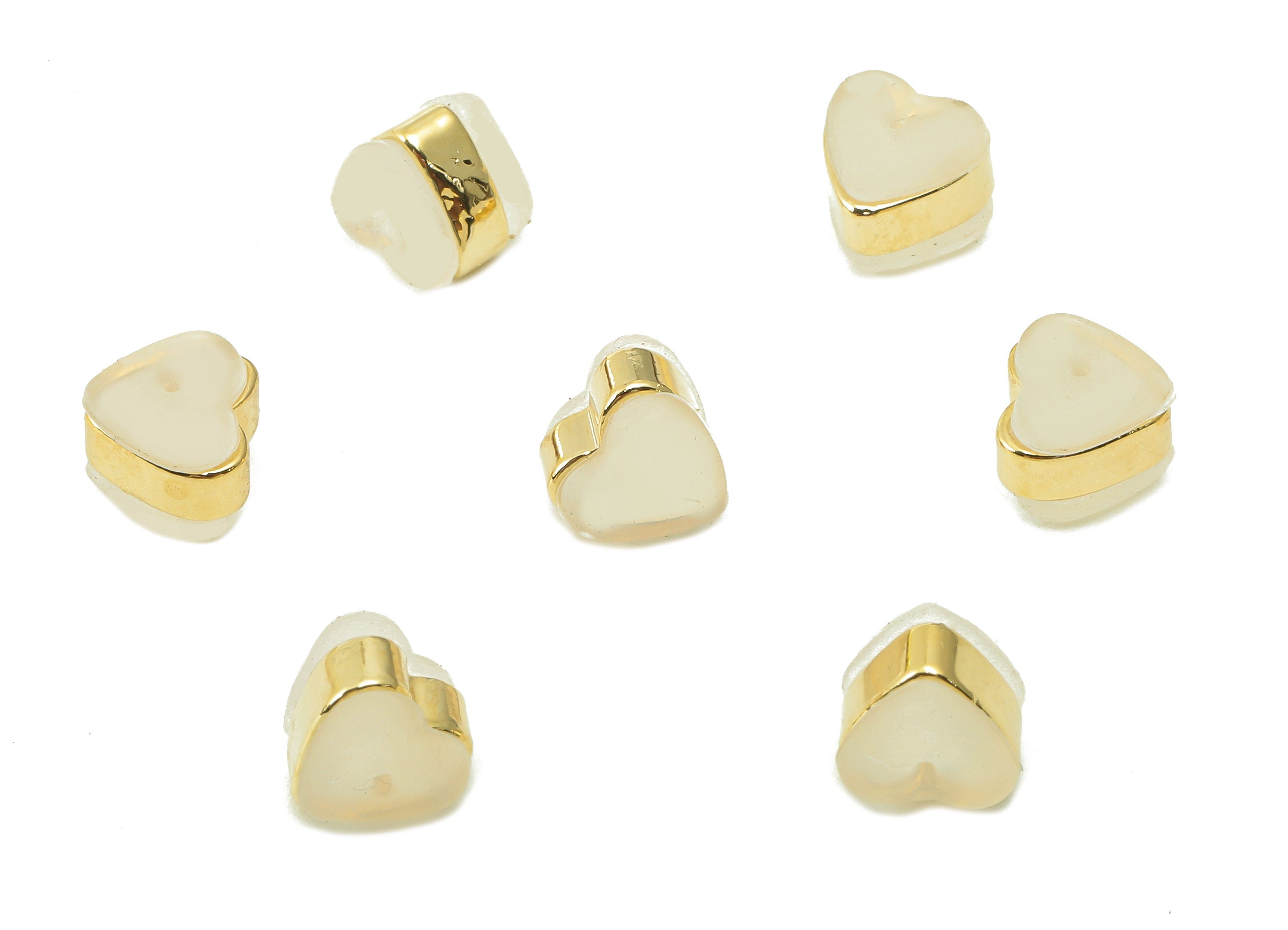 Rubber Heart Earring Stopper - Brass Heart Rubber Earring Back - Earring Back - 18k Real Gold Plated Brass - 5.5x5.5x4.6mm - RGP5429 - DOMEDBAZAAR