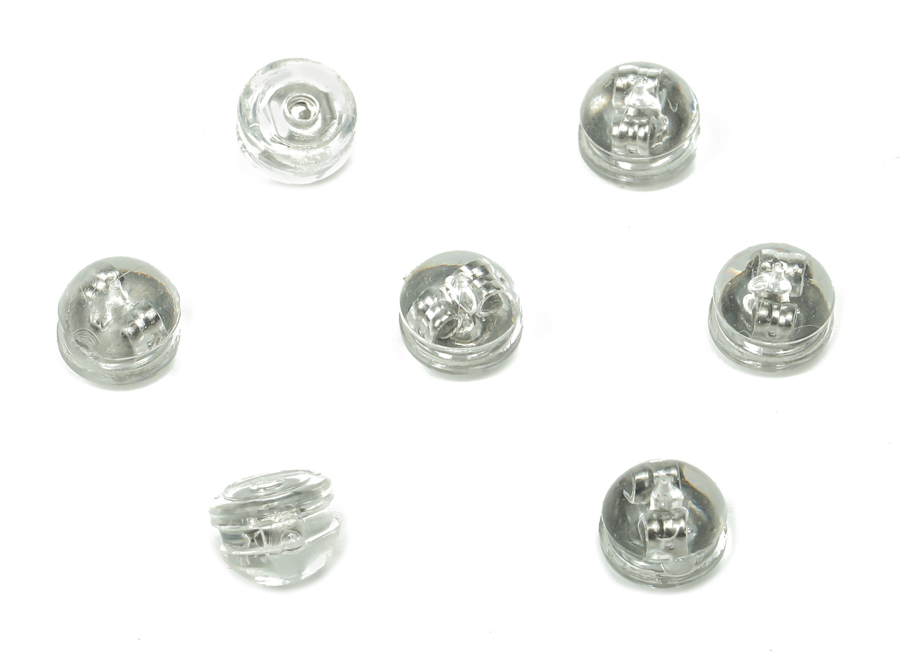 Silicone Earring Stopper Nuts - Clear Rubber Earring Back - Transparent Hamburger Earring Back - 304 Stainless Steel - 5.1x5.1x3.8mm -ES1014 - DOMEDBAZAAR