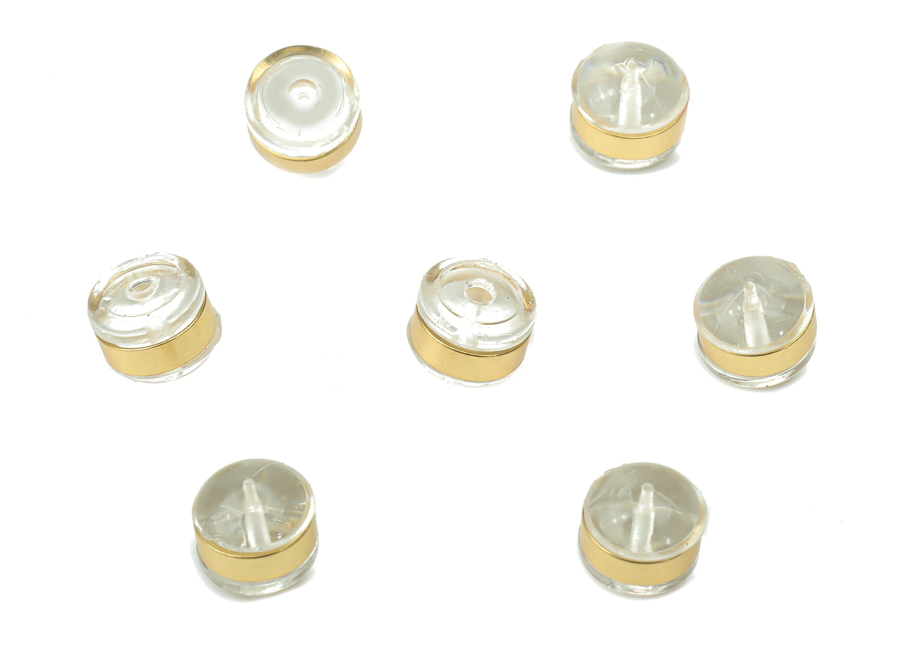 Silicone Earring Stopper Nuts - Rubber Hamburger Earring Back - 304 Stainless Steel - Gold Tone  Plating - 5.5x5.5x4.6mm - ES1016 - DOMEDBAZAAR