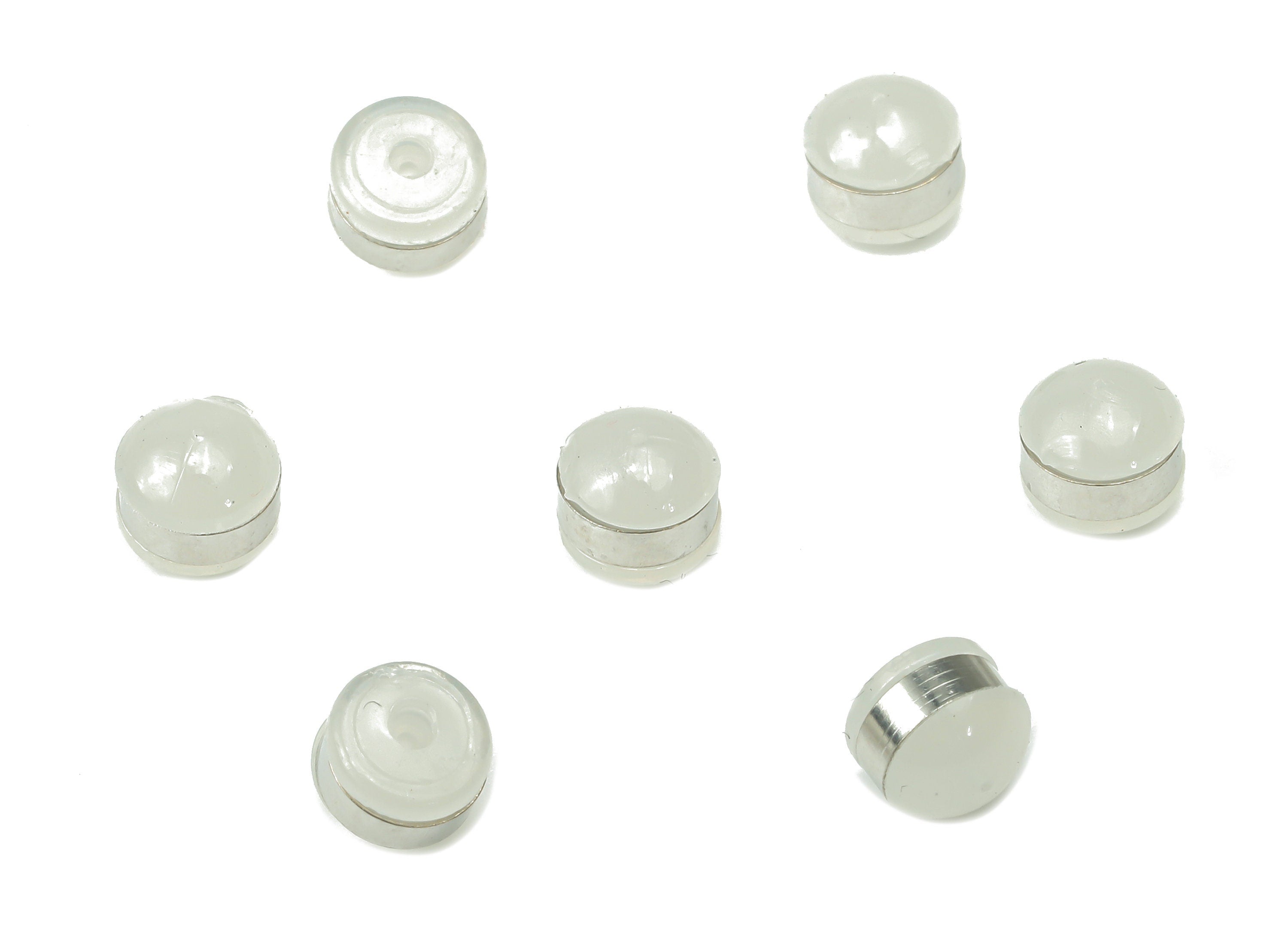 Matte Silicone Earring Stopper Nuts - Rubber Earring Findings - White Hamburger Earring Back - 304 Stainless Steel - 5.5x5.5x4.5mm - ES1017 - DOMEDBAZAAR