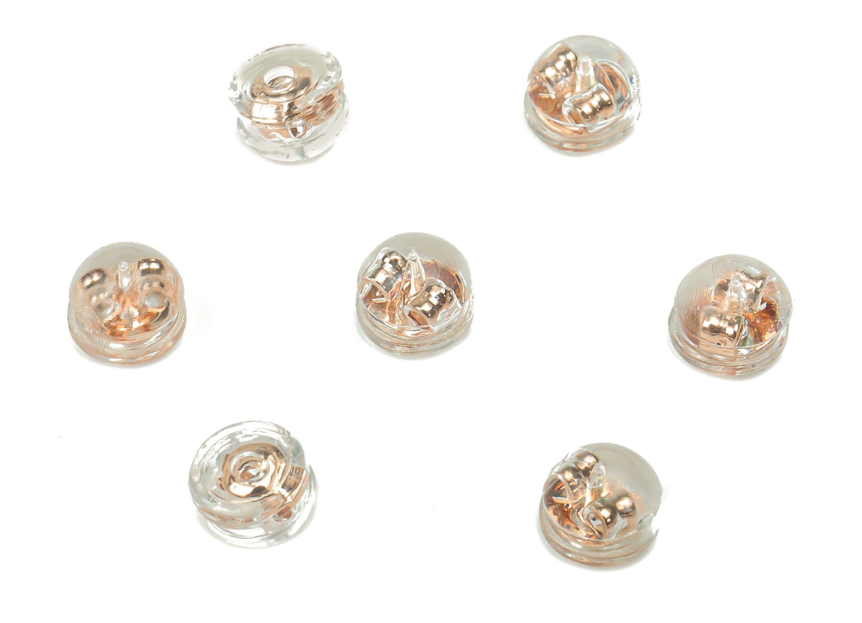 Silicone Earring Stopper Nuts - Rubber Earring Finding - Hamburger Earring Back - 304 Stainless Steel - Rose Tone Plating - 5x5x4mm - ES1018 - DOMEDBAZAAR