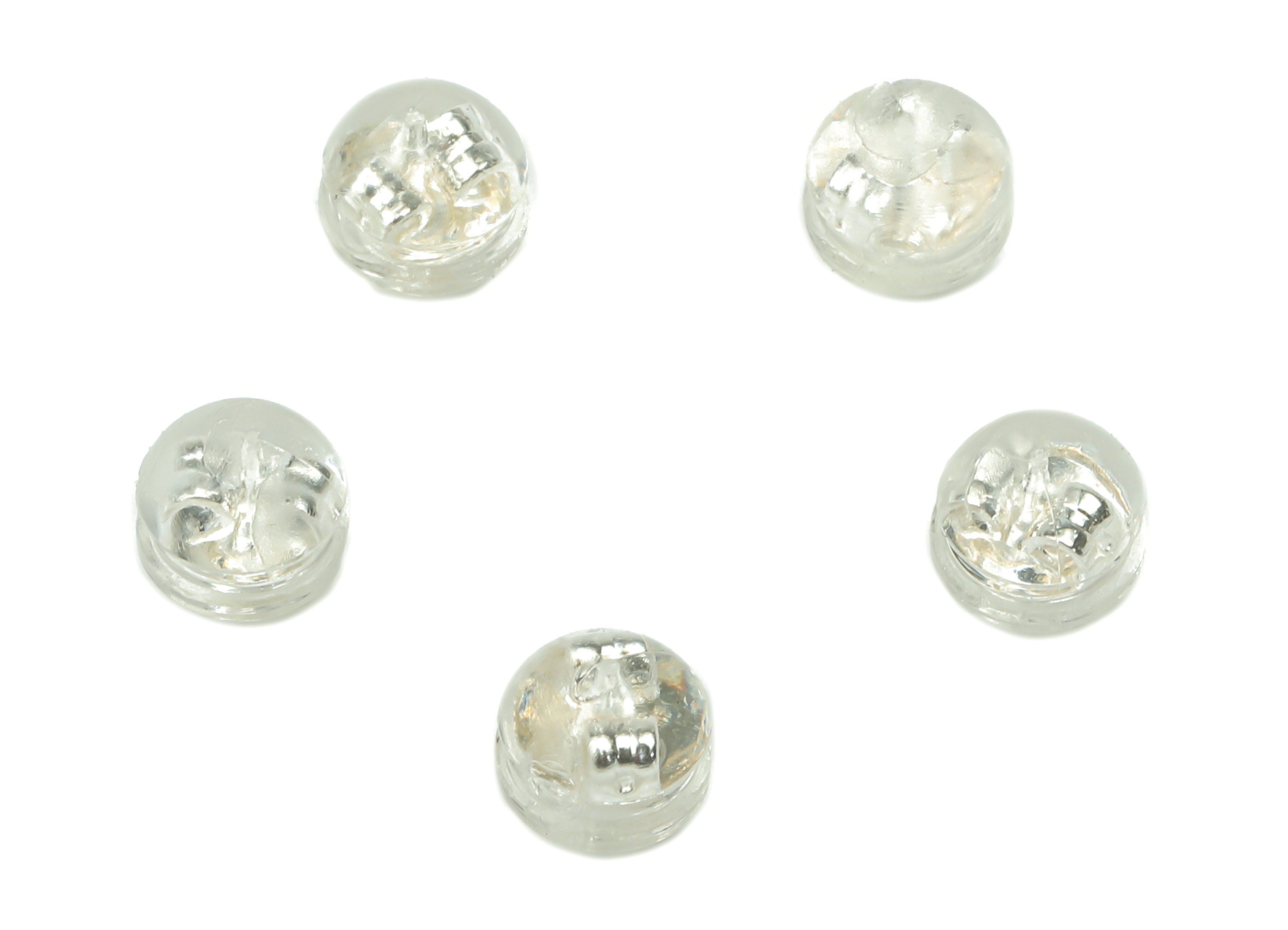 Silicone Earring Stopper Nut - Hamburger Earring Back - Rubber Stainless Steel - 925 Silver Tone Plated Stainless Steel - 5x5x4.1mm - ES1020 - DOMEDBAZAAR