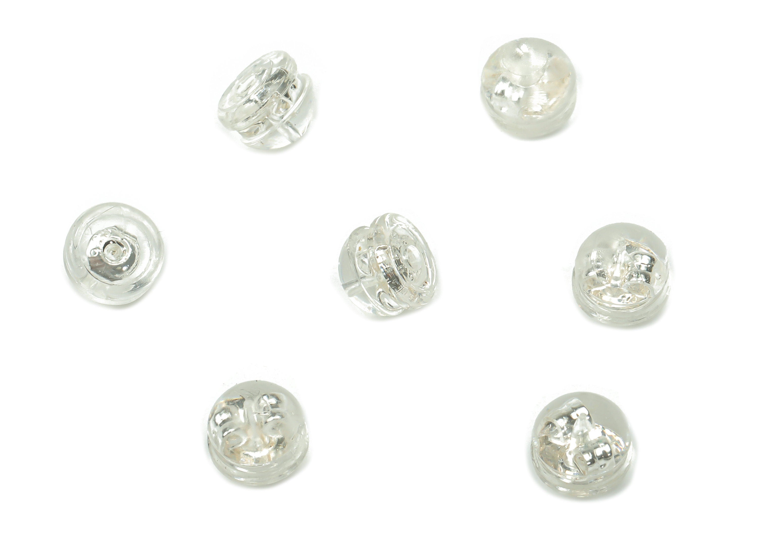 Silicone Earring Stopper Nut - Hamburger Earring Back - Rubber Stainless Steel - 925 Silver Tone Plated Stainless Steel - 5x5x4.1mm - ES1020 - DOMEDBAZAAR