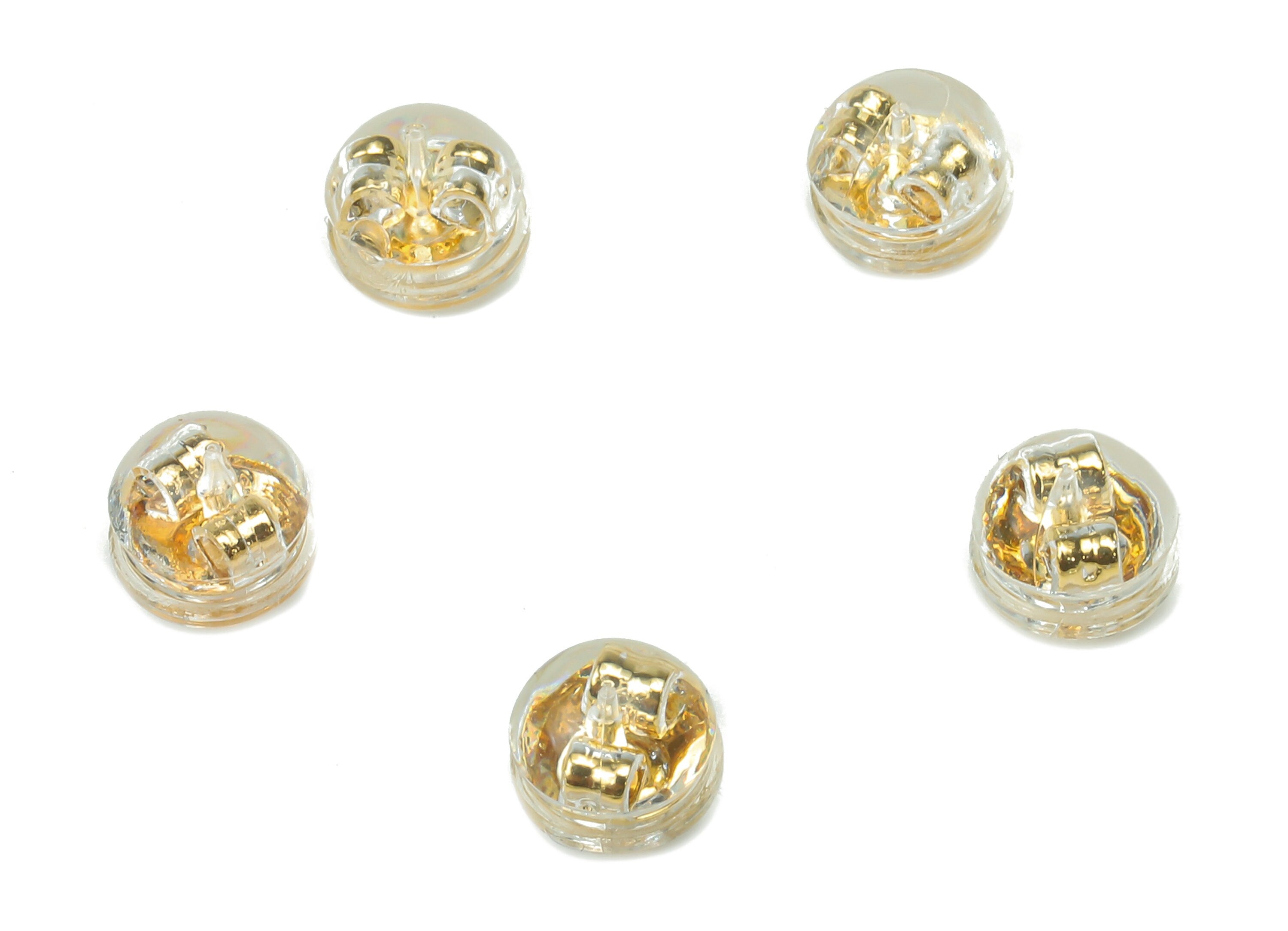 Silicone Earring Stopper Nuts - Rubber Hamburger Earring Back - 304 Stainless Steel - Gold Tone Plating - 5.2x5.2x4mm - ES1021 - DOMEDBAZAAR