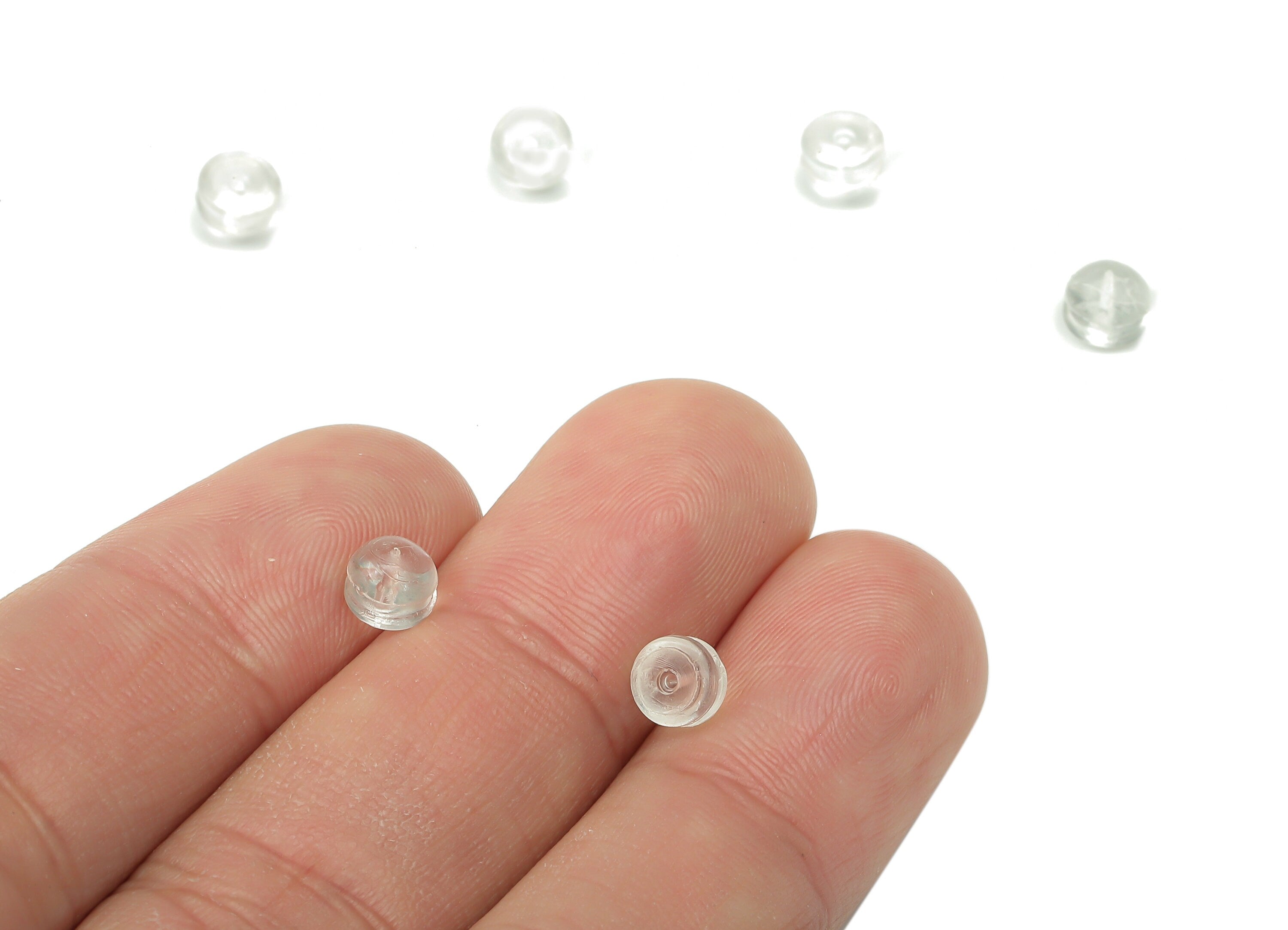 Silicone Earring Stopper Nuts - Clear Rubber Earring Charm - Hamburger Transparent Earring Back - 5.2x5.2x4.1mm - ES1022 - DOMEDBAZAAR