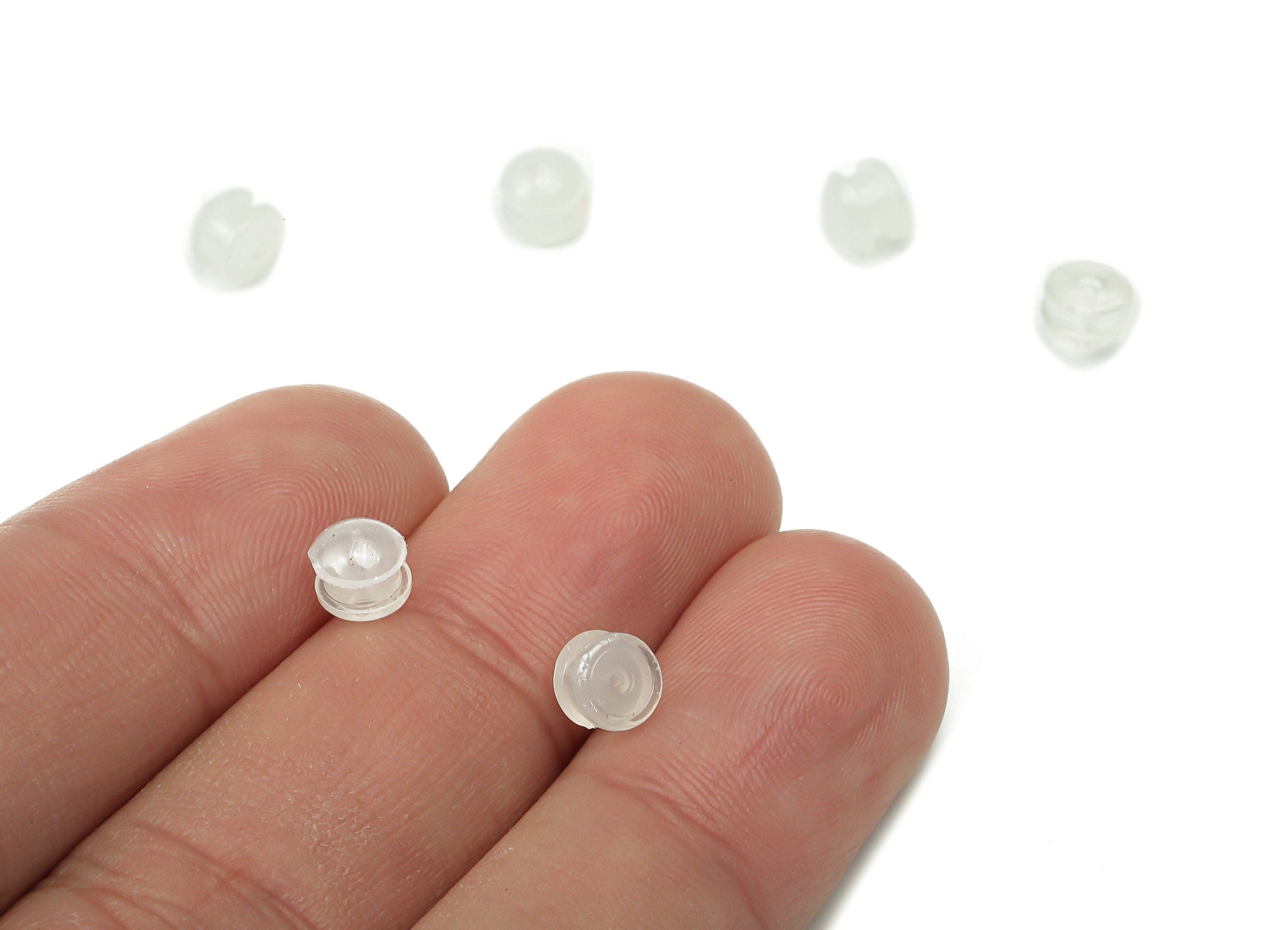 Matte Silicone Earring Stopper Nuts - White Matte Silicone Earring Findings - Rubber Hamburger Earring Back - 5.2x5.2x4.7mm - ES1023 - DOMEDBAZAAR