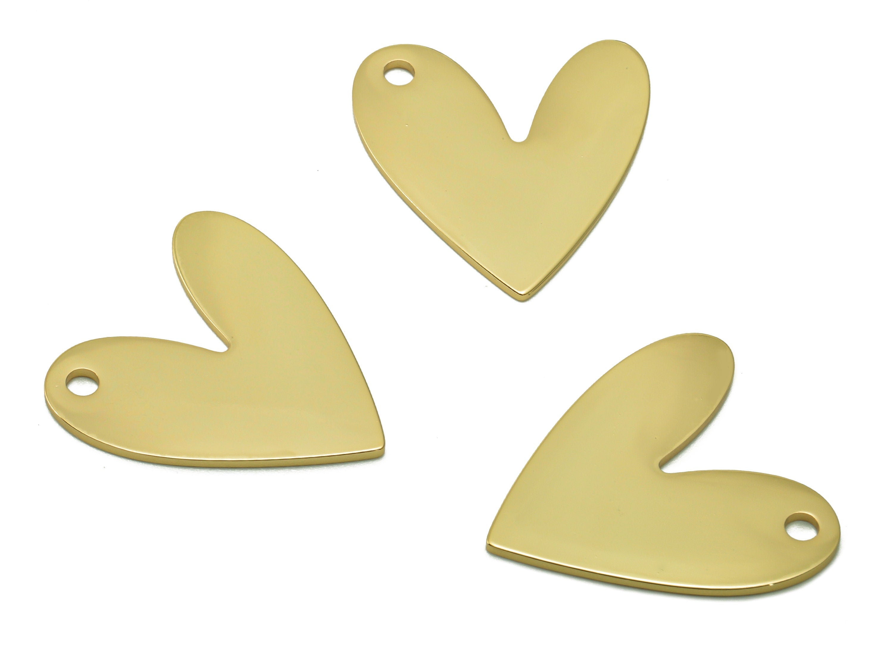 Steel Heart Earring Charm - Heart Pendant - 201 Stainless Steel - 18K Real Gold Plating Charm - 20.7x19.5x0.9mm - SS1399G - DOMEDBAZAAR
