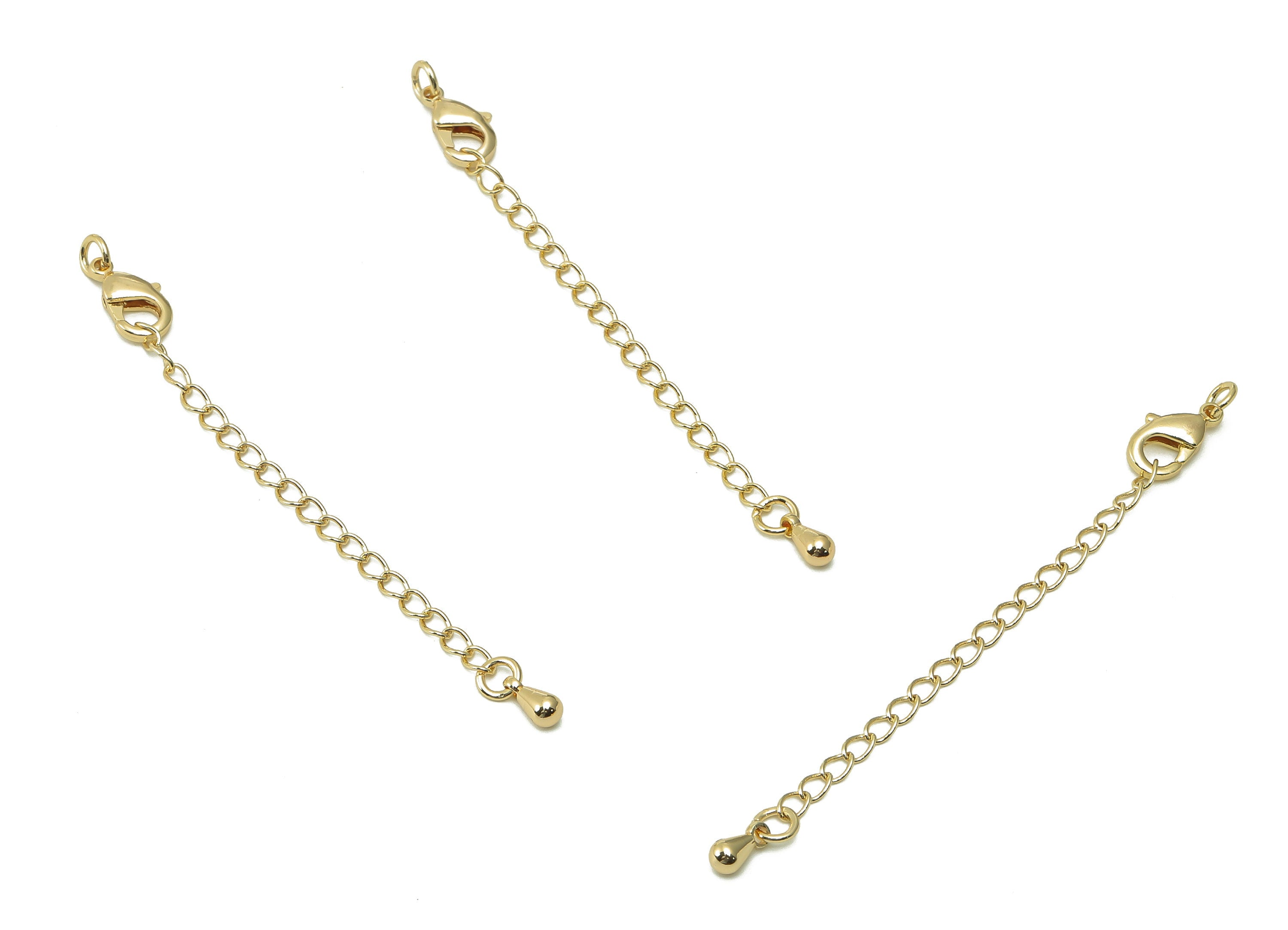 Brass Drop Curb Chain Clasp - Gold Teardrop Connector - Parrot Clasp - Lobster Claw Clasps - 18K Real Gold Plating - 66x2.9x1.5mm - RGP5427B - DOMEDBAZAAR