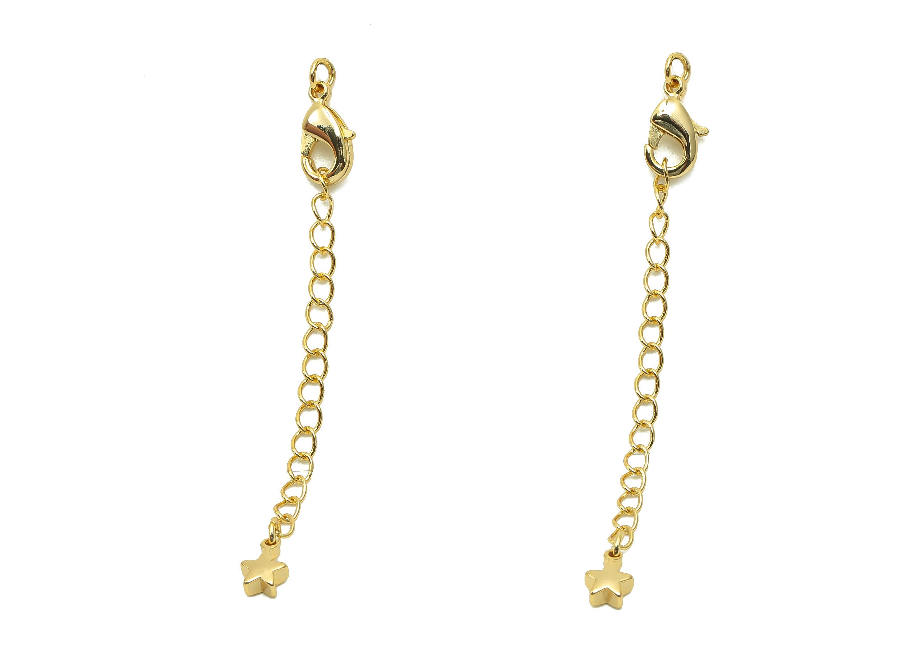 Brass Star Curb Chain Clasp - Gold Star Connector - Parrot Clasp - Lobster Claw Clasps - 18K Real Gold Plating - 69.5x6.95x2.3mm - RGP5427D - DOMEDBAZAAR