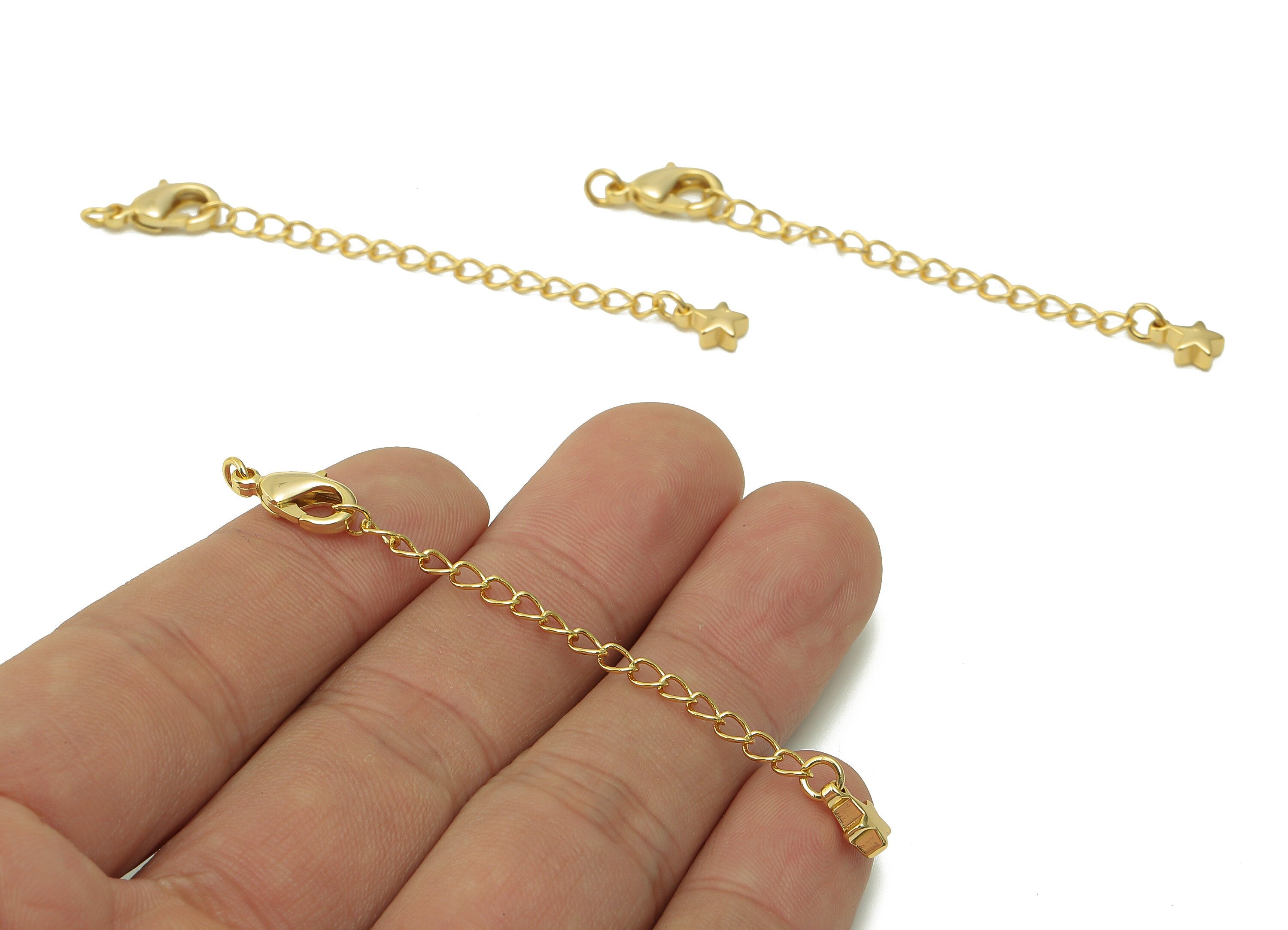Brass Star Curb Chain Clasp - Gold Star Connector - Parrot Clasp - Lobster Claw Clasps - 18K Real Gold Plating - 69.5x6.95x2.3mm - RGP5427D - DOMEDBAZAAR