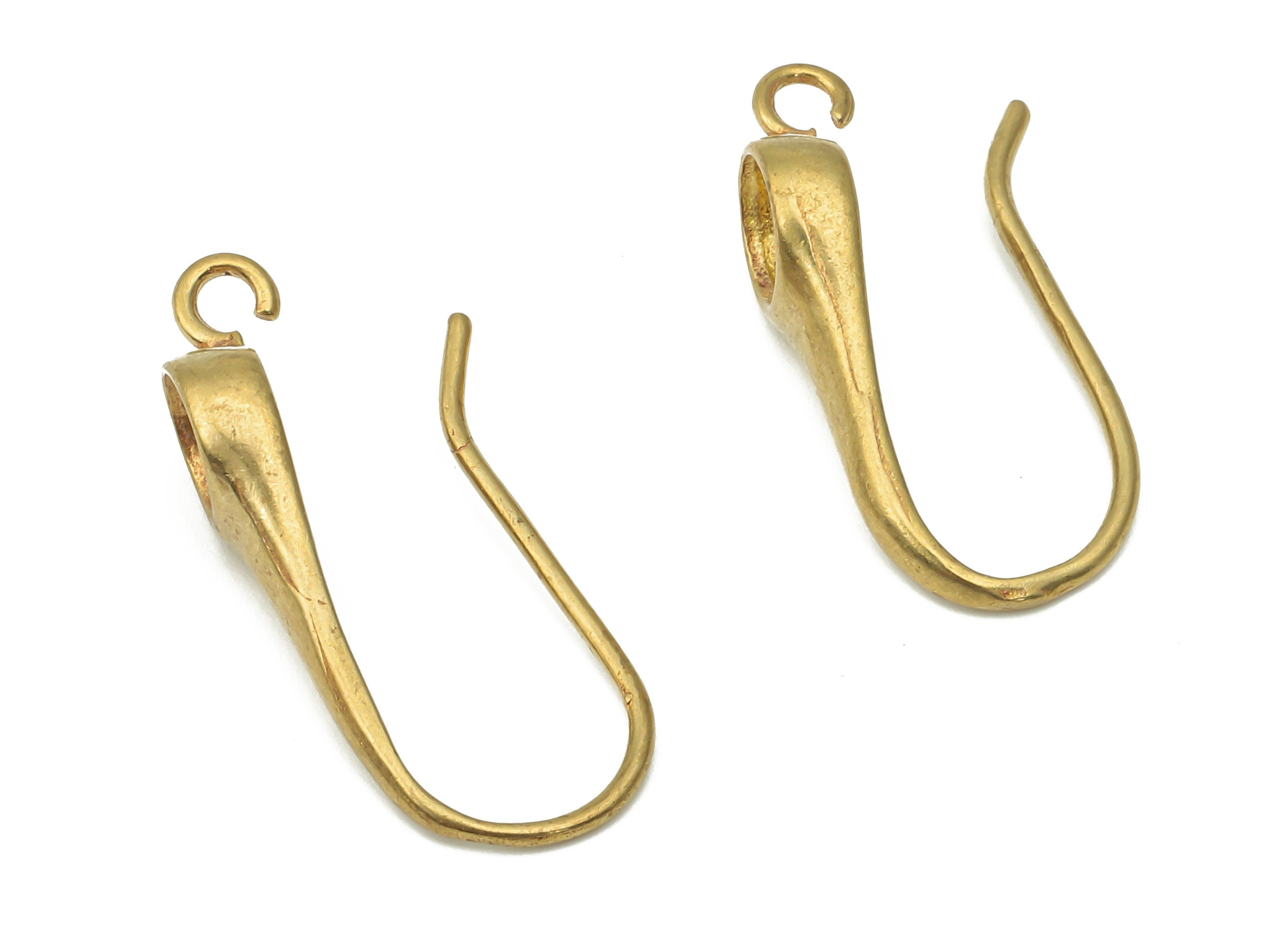 Brass Cabochon Hook Earrings - Raw Brass U Earrings Hook - U Hook Charm With Loop - Earrings Wires Findings - 26.68x15.2x3.14mm - PP7394 - DOMEDBAZAAR