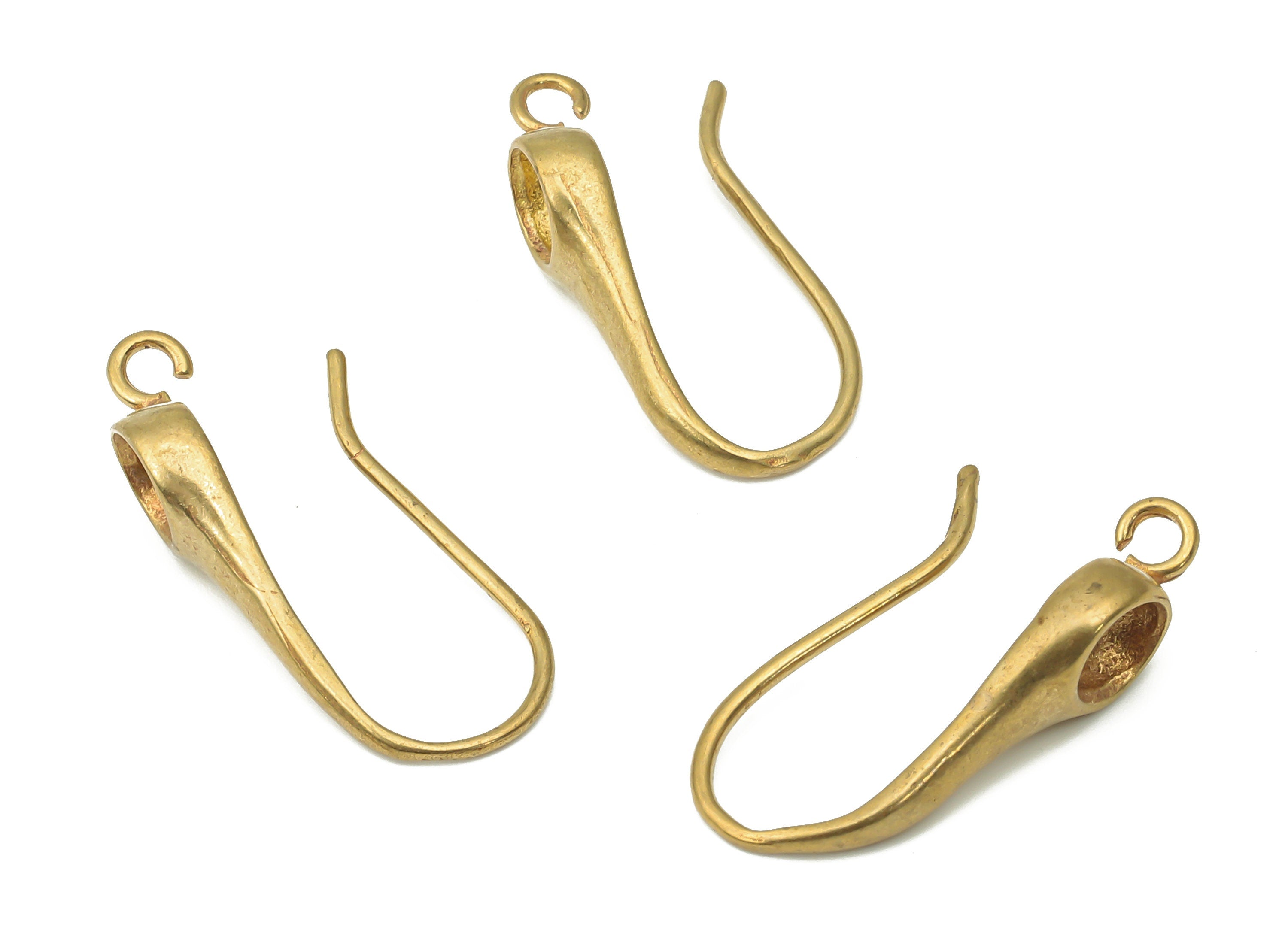 Brass Cabochon Hook Earrings - Raw Brass U Earrings Hook - U Hook Charm With Loop - Earrings Wires Findings - 26.68x15.2x3.14mm - PP7394 - DOMEDBAZAAR