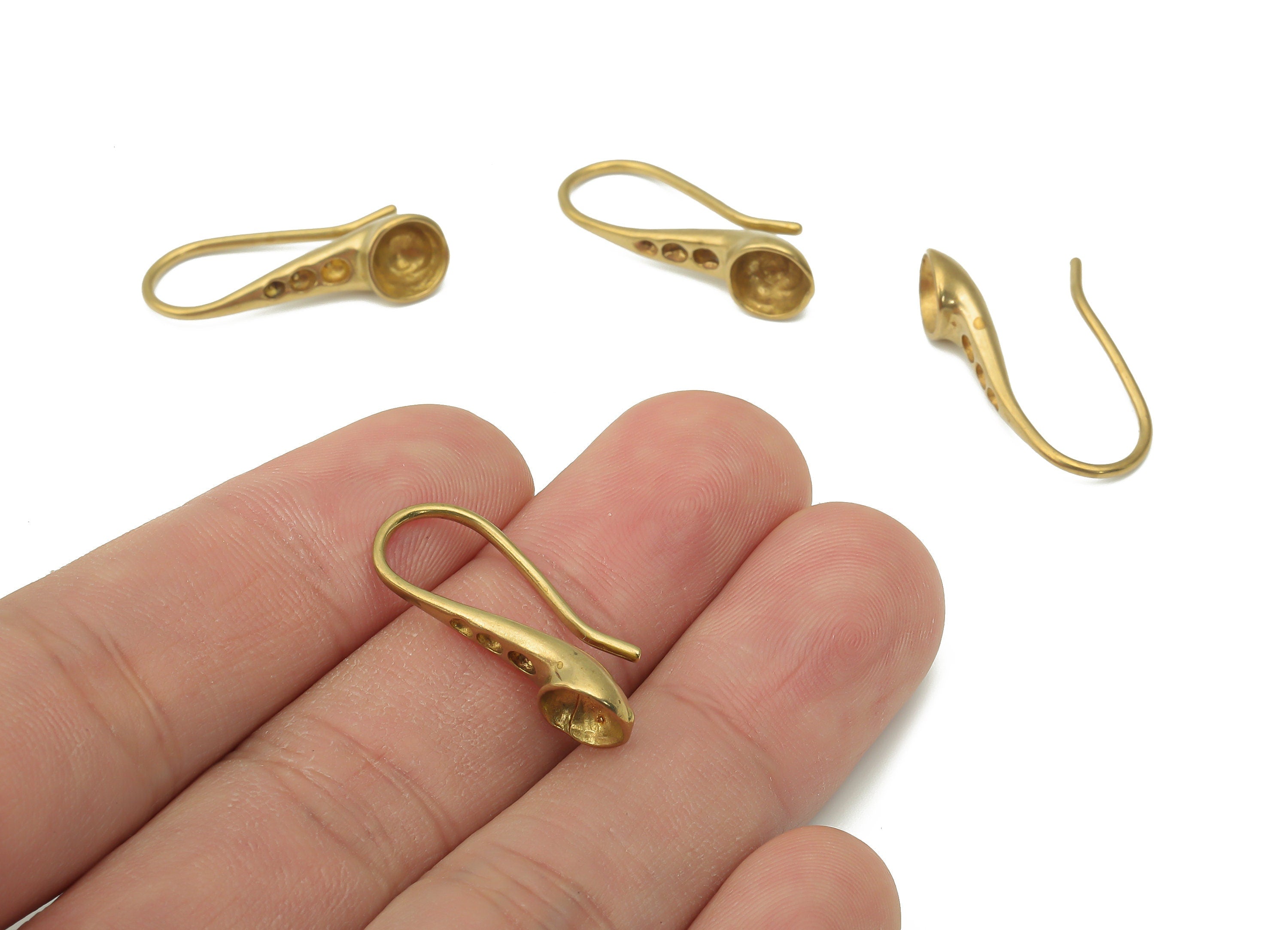 Brass Earrings Wires - Raw Brass U Earrings Hook - Brass U Cabochon Hook Earring - Earrings Findings - 26.32x9.48x3.72mm - PP7395 - DOMEDBAZAAR