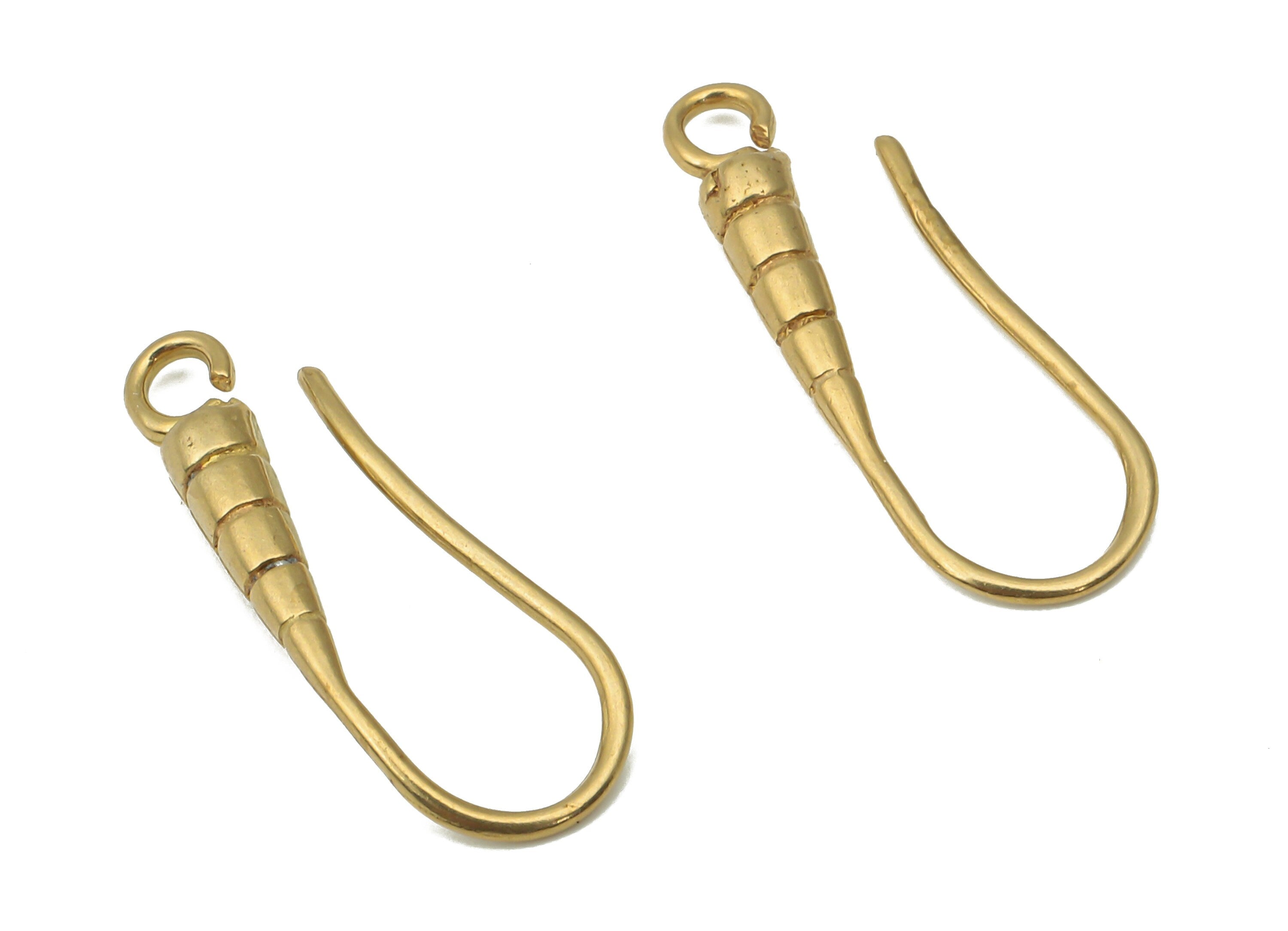Brass Earrings Wires - Raw Brass Earrings Hooks With Loop - Earring Textured Hook Findings - Earring Wires - 21x7.3x2.5mm - PP7398 - DOMEDBAZAAR