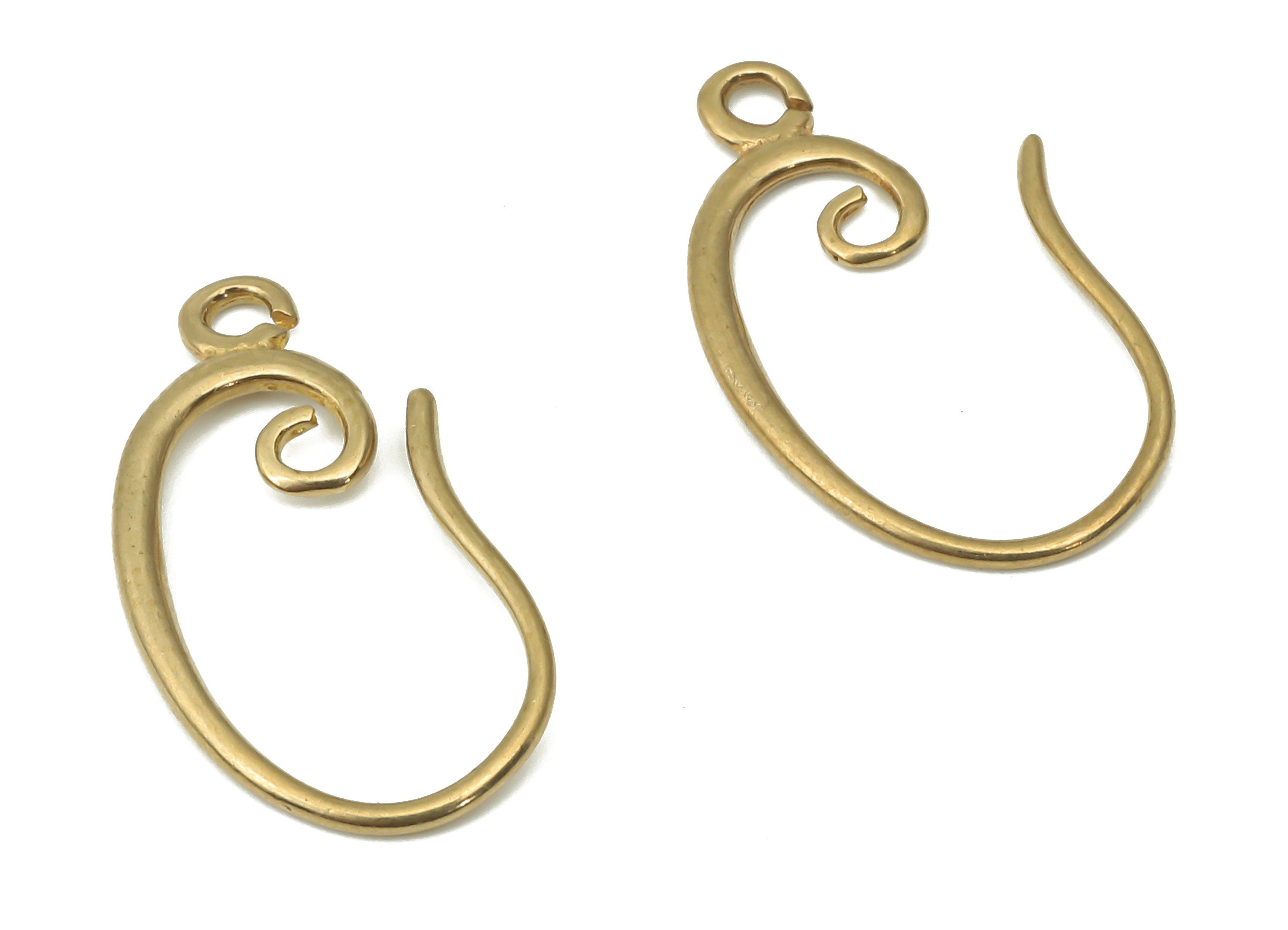 Brass Earrings Wires Connectors - Raw Brass Round Earrings - Earrings Findings - Circle Spiral Curled Earring - 19.77x11.48x1.33mm - PP7399 - DOMEDBAZAAR