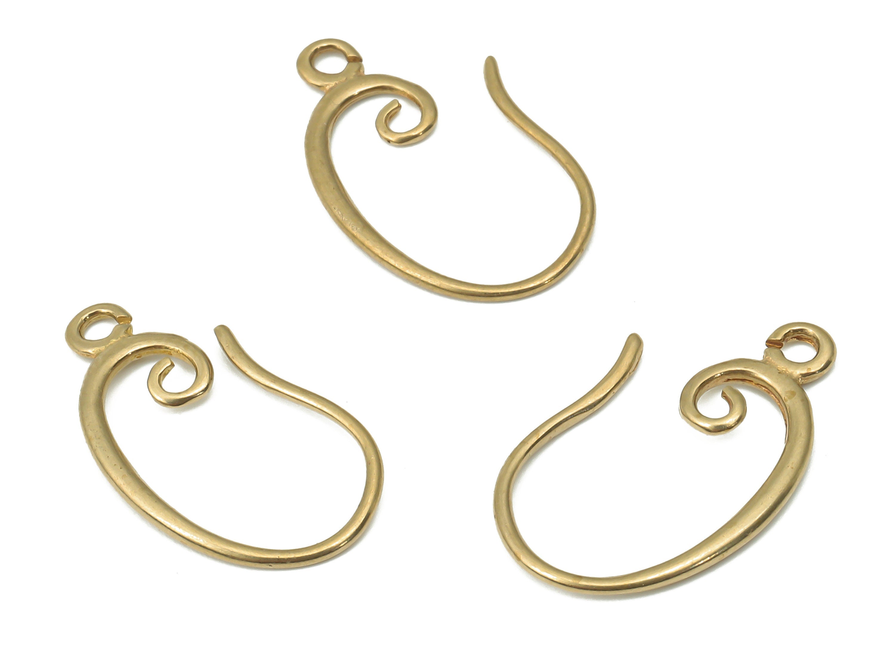 Brass Earrings Wires Connectors - Raw Brass Round Earrings - Earrings Findings - Circle Spiral Curled Earring - 19.77x11.48x1.33mm - PP7399 - DOMEDBAZAAR