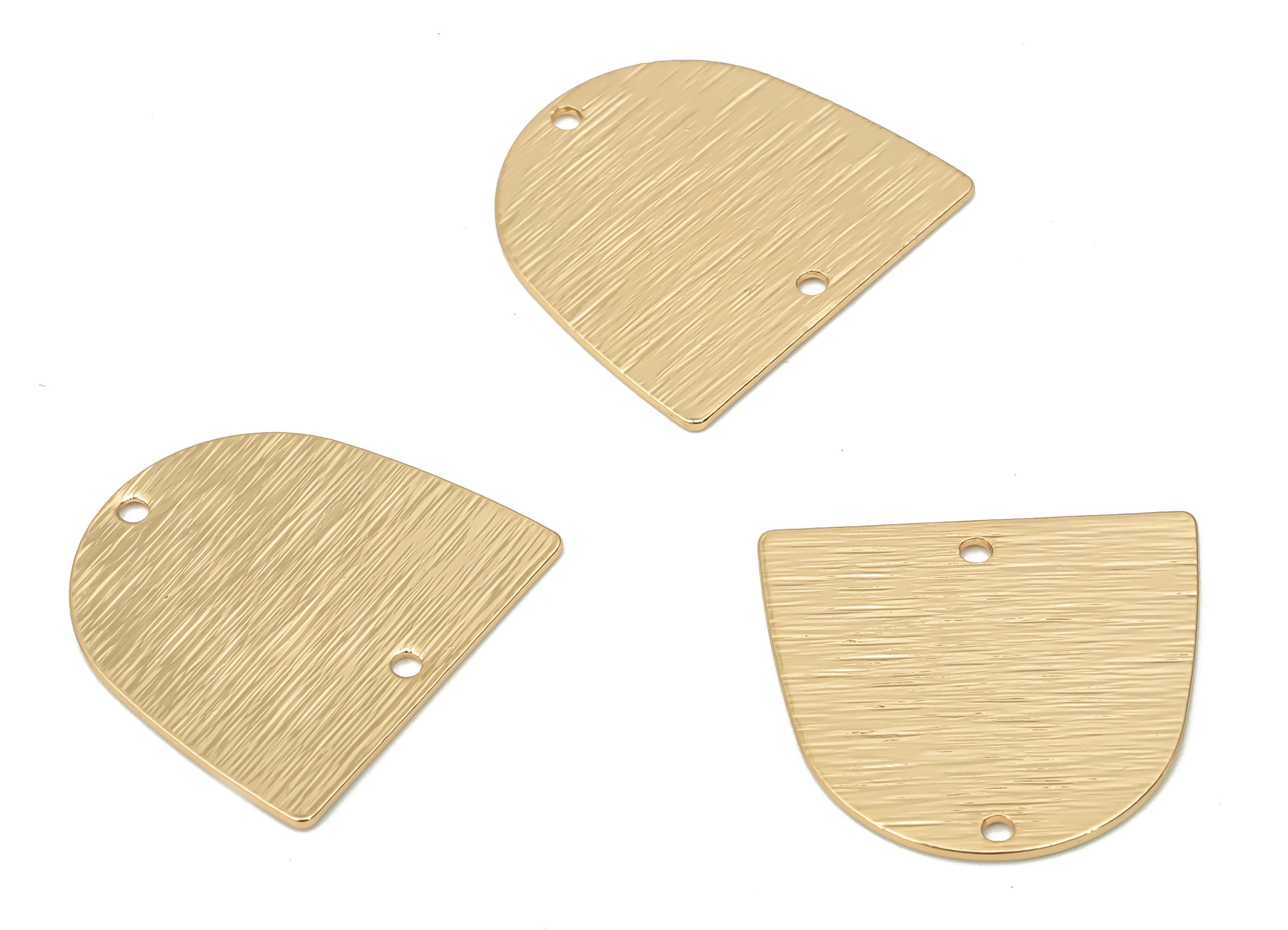 Brass Textured Domed Connectors - Brass Domed D Earring - Charm With 2 Holes - KC Gold Tone Plated Brass - 17.22x16.2x0.6mm - PP3047G - DOMEDBAZAAR