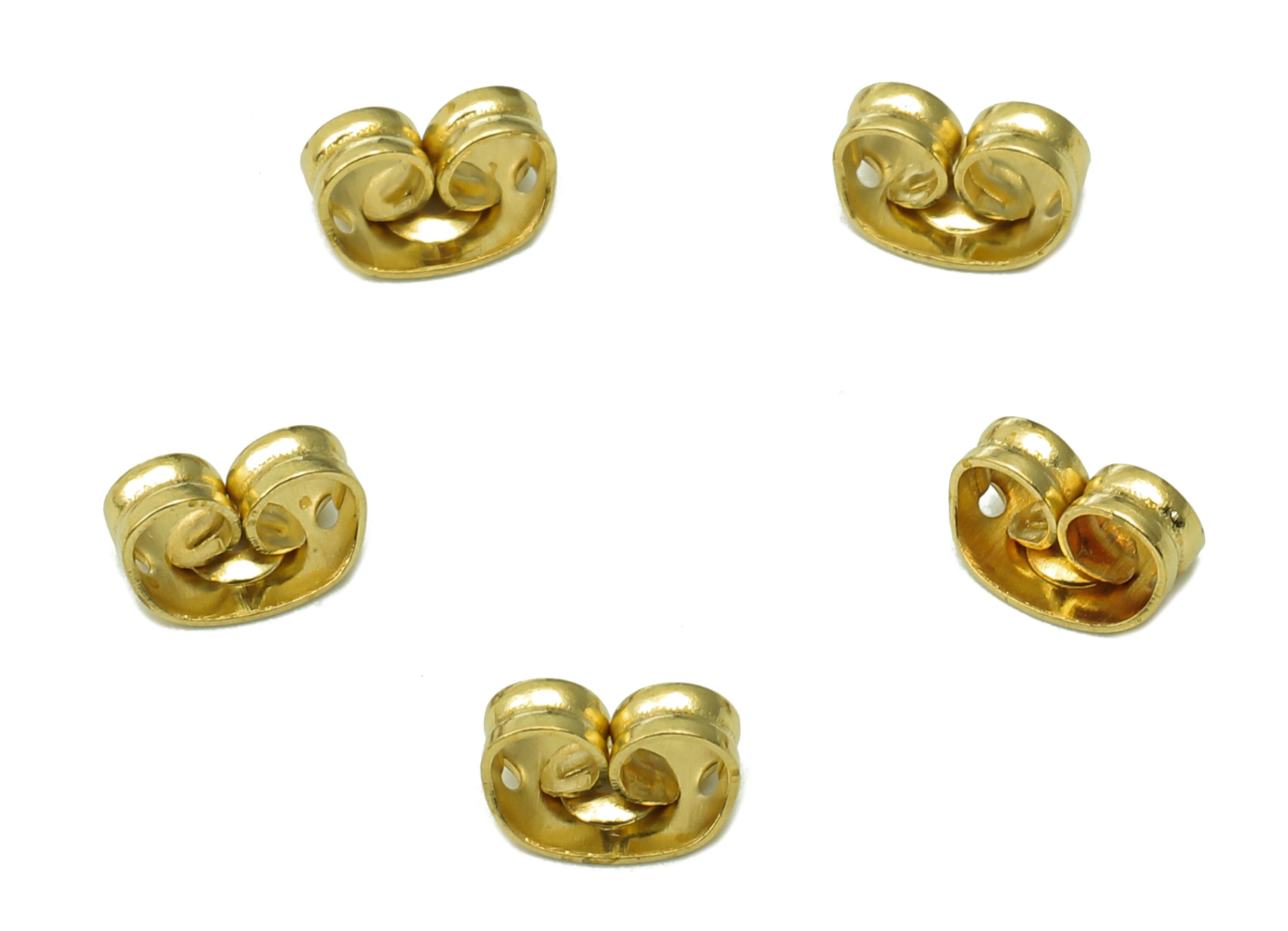 Brass Stud Earring Back - Raw Brass Earring Post Nuts - Ear Nuts Stopper - Stud Back Stopper - Earring Wire Backs - 6.3x4.6x0.32mm - PP8002 - DOMEDBAZAAR