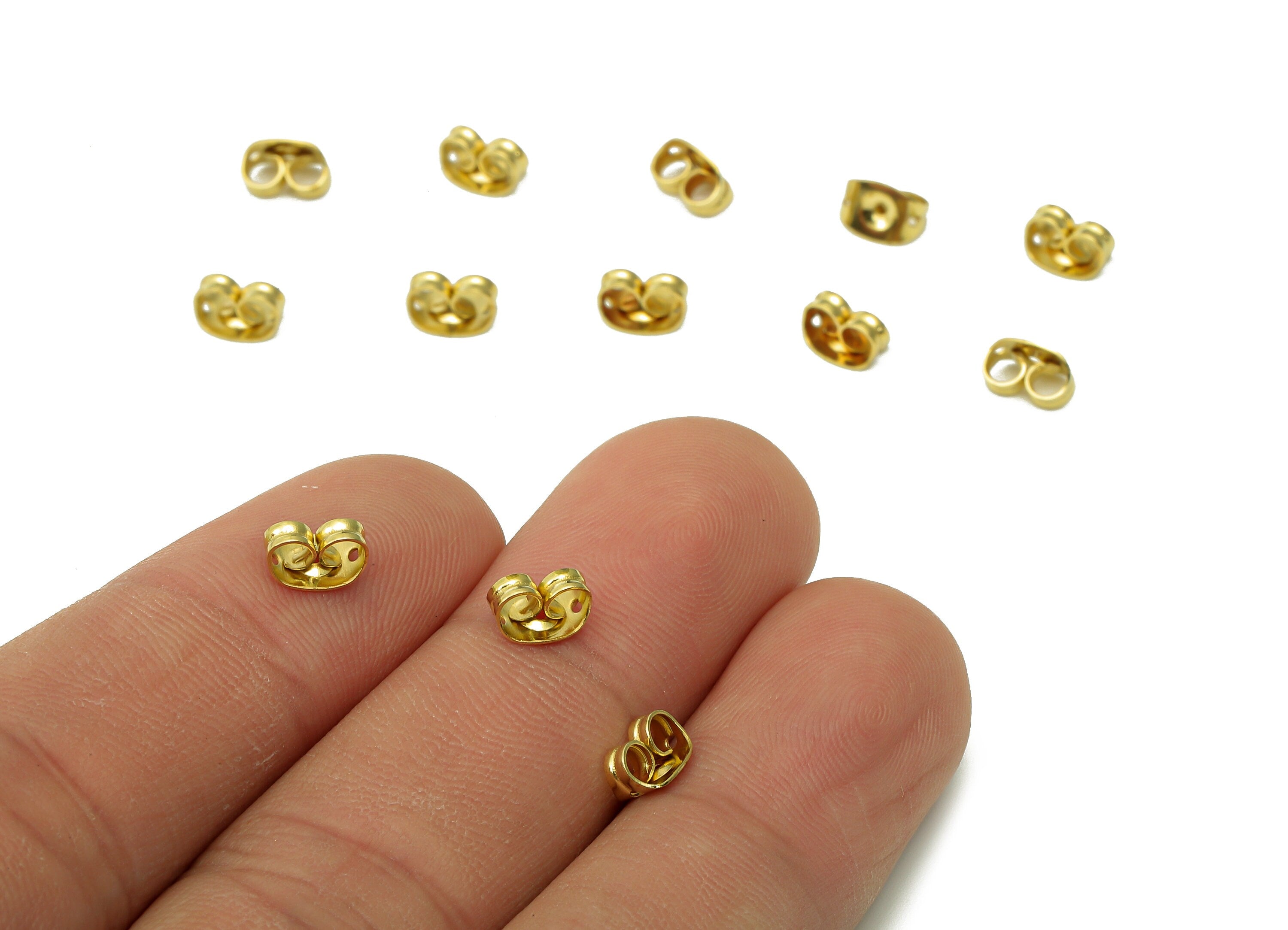 Brass Stud Earring Back - Raw Brass Earring Post Nuts - Ear Nuts Stopper - Stud Back Stopper - Earring Wire Backs - 6.3x4.6x0.32mm - PP8002 - DOMEDBAZAAR