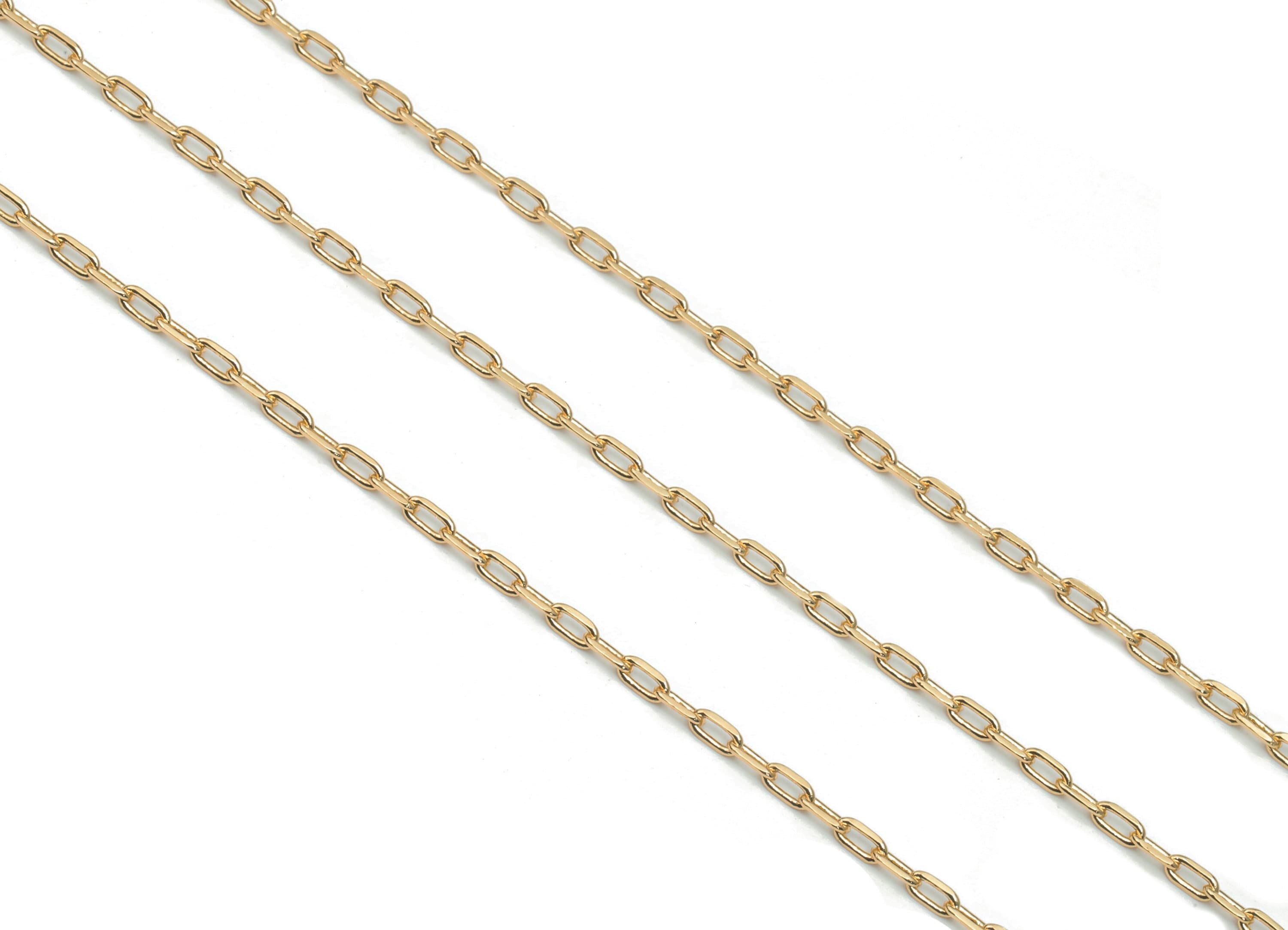 Faceted Cable Chain - 18K Real Gold Plated Brass Chain -Soldered Tiny Chain - Oval Paperclip Layering Mini Chain - 3.6*1.8mm*0.5mm - RGP4348 - DOMEDBAZAAR