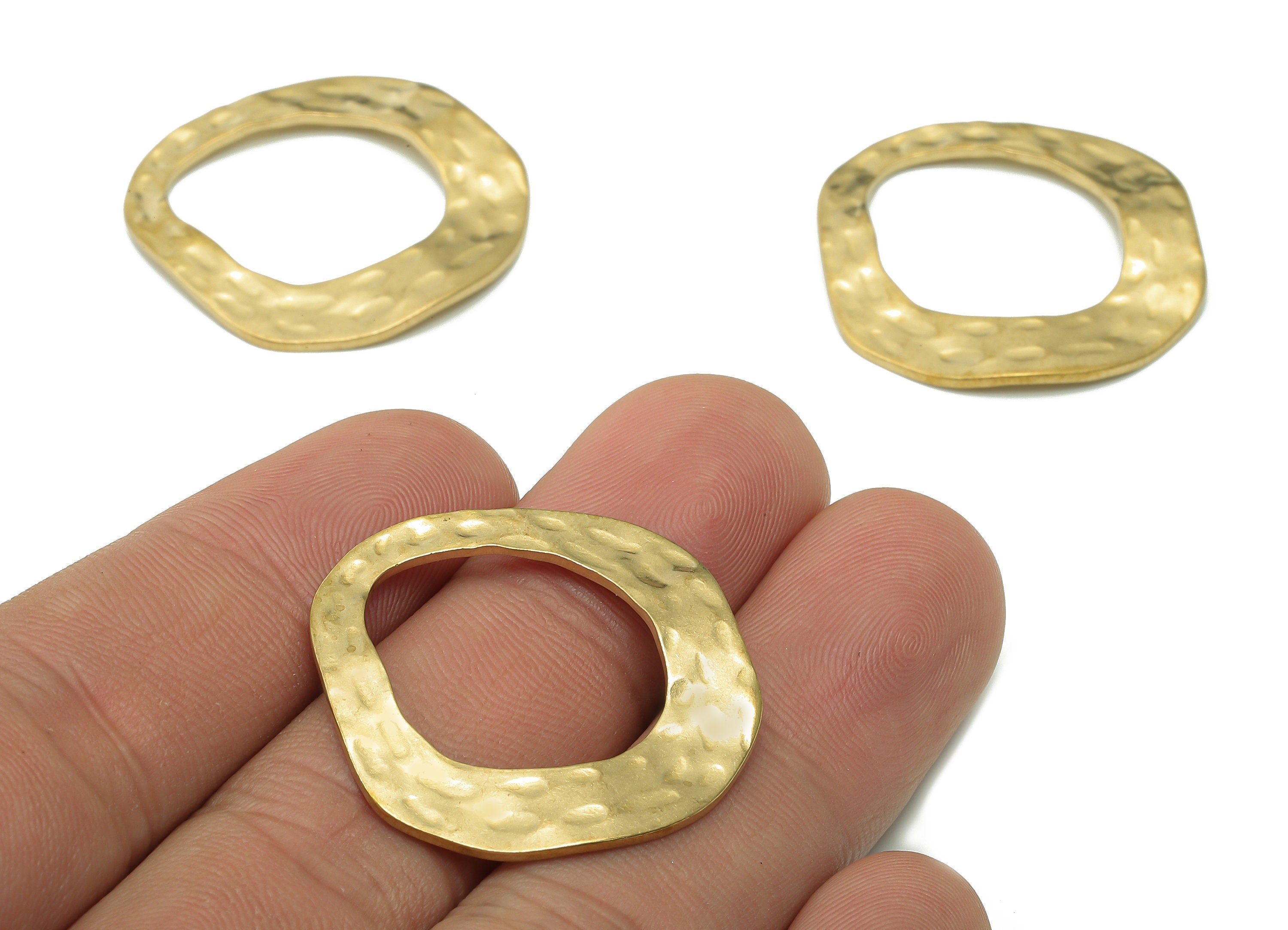 Brass Hammered Geometry Charms - Raw Brass Round Charm - Hammered Drop Charm - Circle Charm - Earring Findings - 30.04x30.04x1.1 - PP7989 - DOMEDBAZAAR