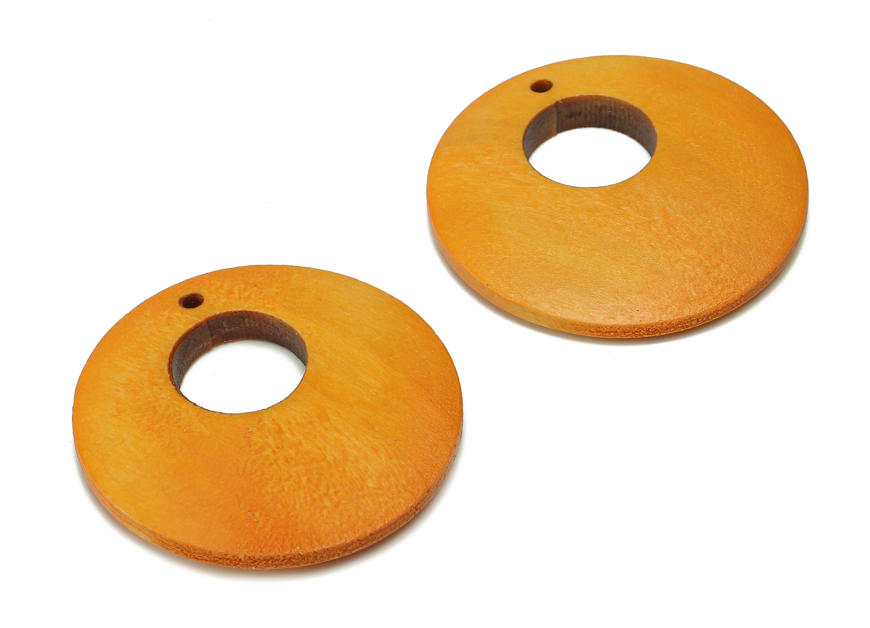 Hemu Wood Round Earring Charm - Hemu Wood Orange Circle Earring - Hemu Wood Charm - Hemu Wood Earring Finding - 34.9x34.9x5.2mm - BB1283A - DOMEDBAZAAR