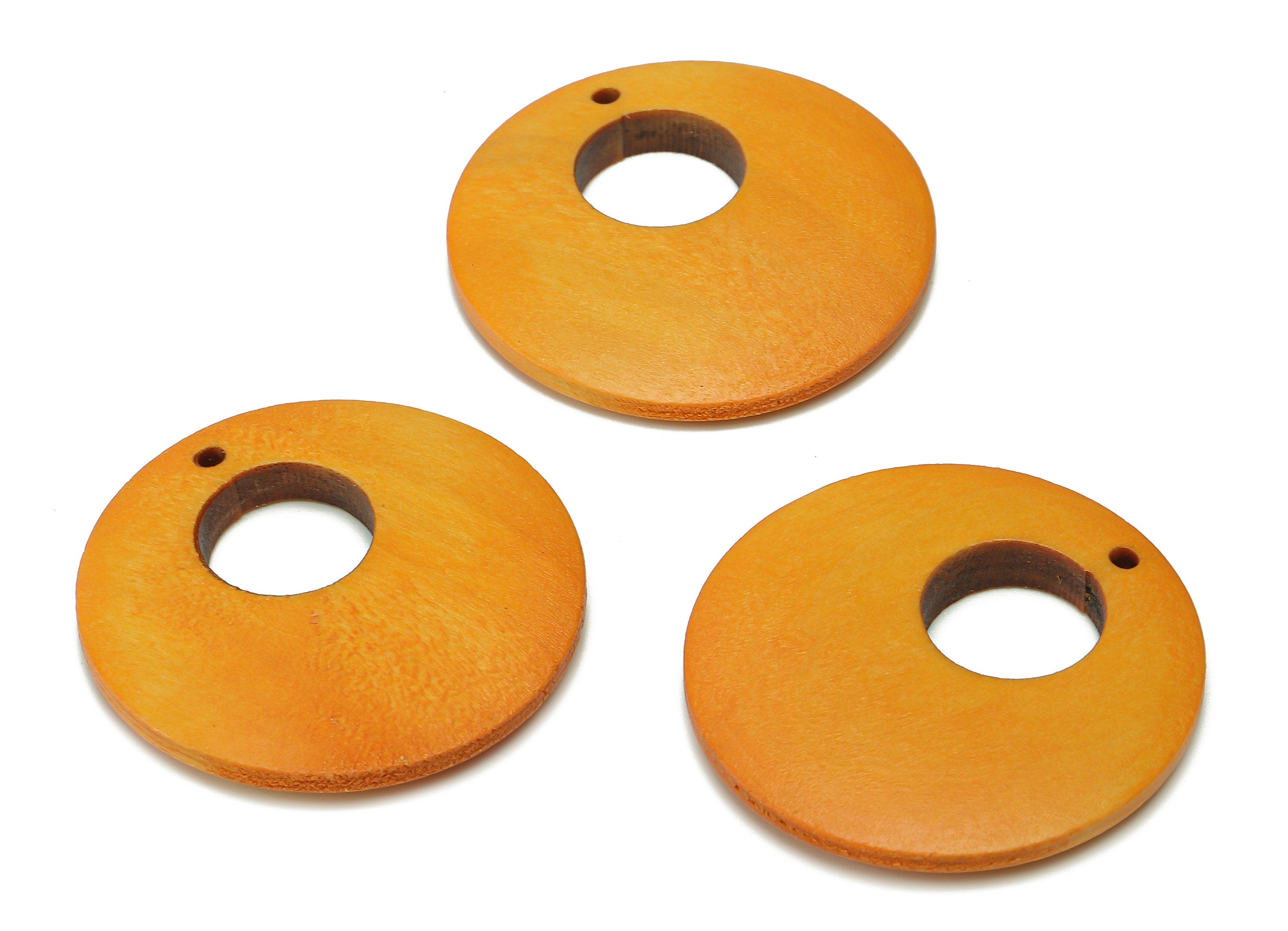 Hemu Wood Round Earring Charm - Hemu Wood Orange Circle Earring - Hemu Wood Charm - Hemu Wood Earring Finding - 34.9x34.9x5.2mm - BB1283A - DOMEDBAZAAR