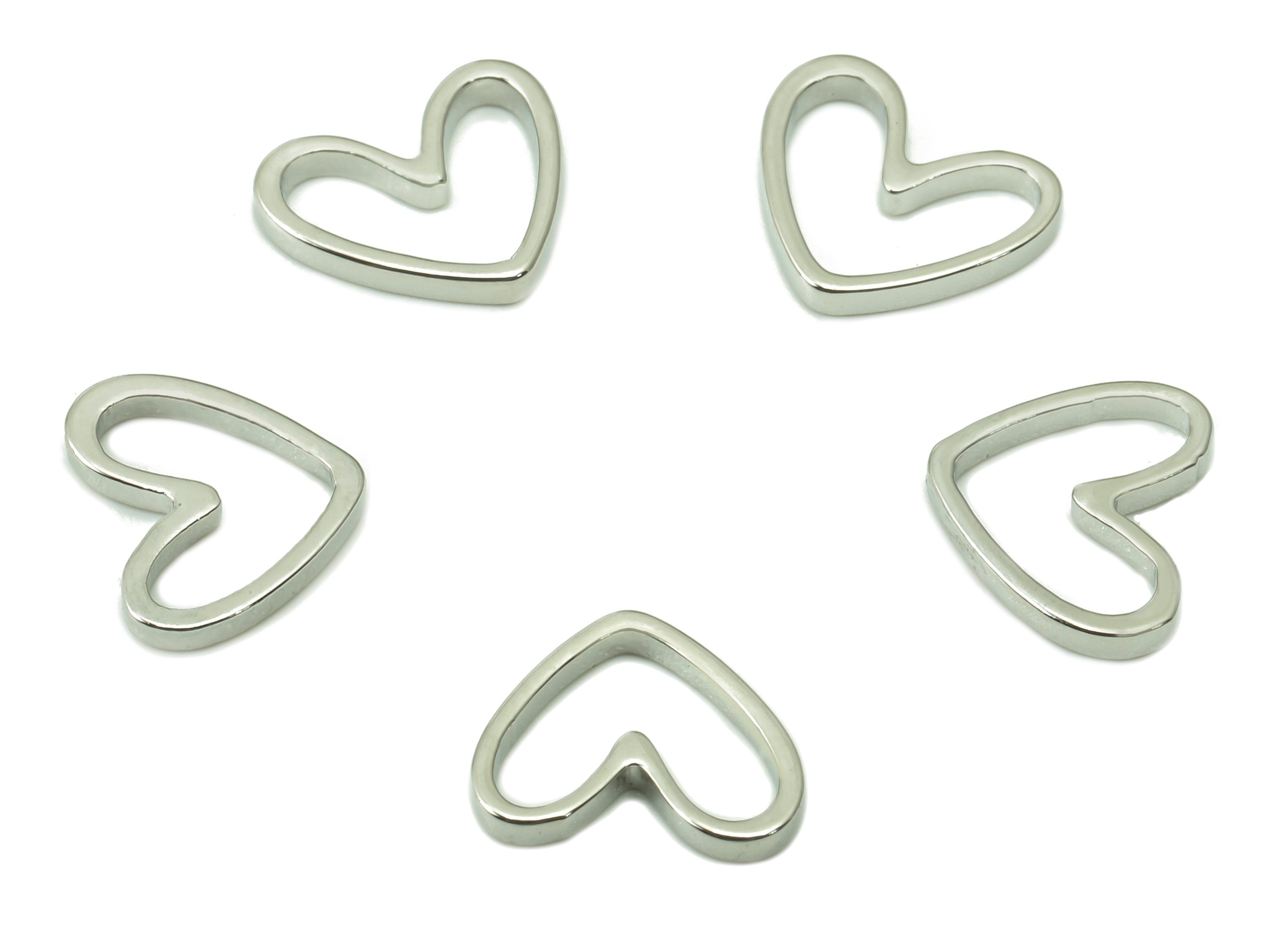 Brass Mini Heart Earring Charm - Small Gold Heart Ring - Pendant For Necklace - 18K Real White Gold Plating - 8.5x7.1x1.1mm - RGP5345S - DOMEDBAZAAR