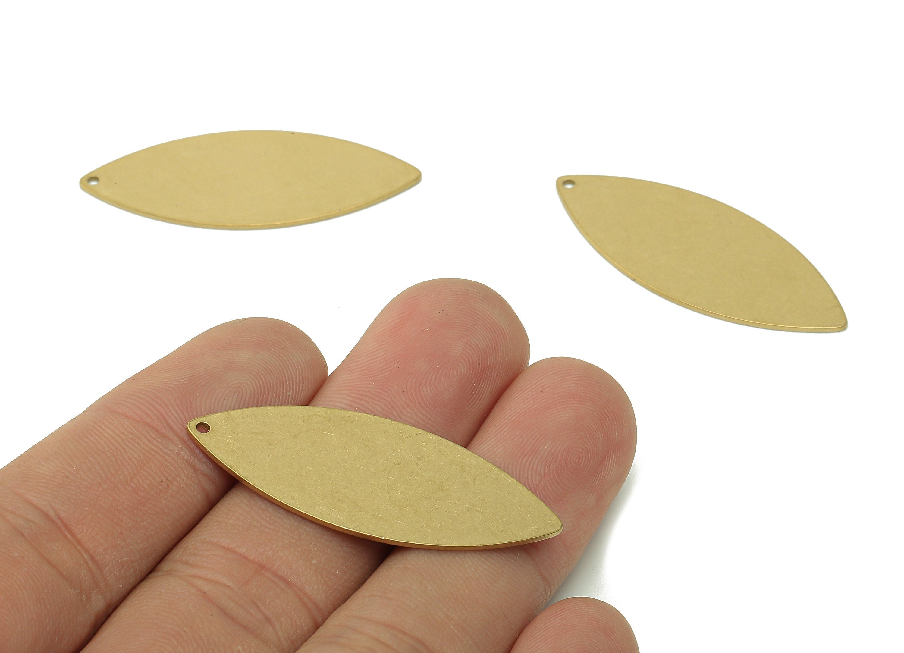 Brass Marquise Earring Charm - Raw Brass Marquise Charms - Personalized Stamping Blank - Pendant For Necklace - 40.4x16.2x0.7mm - PP7995A - DOMEDBAZAAR