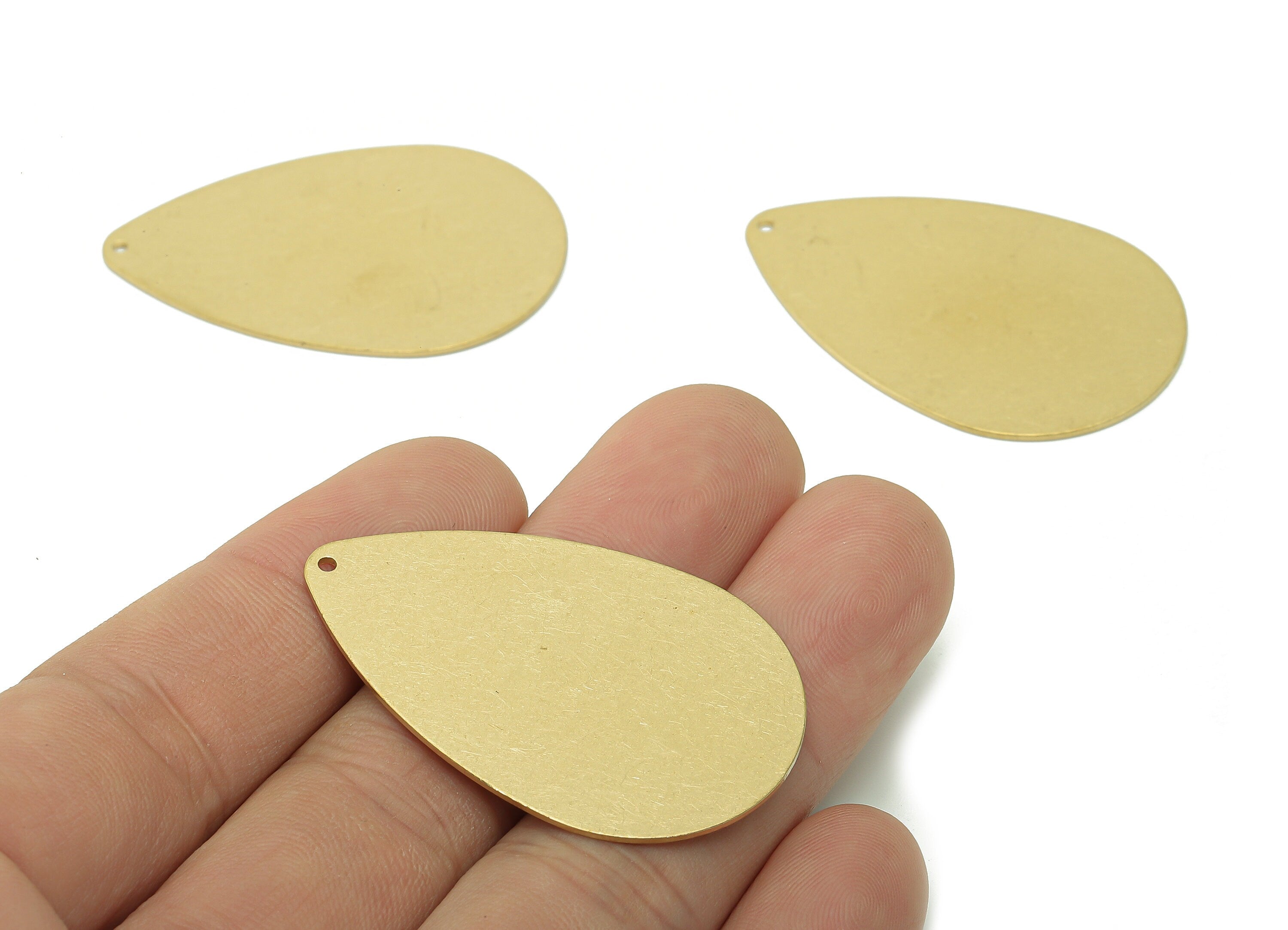 Brass Drop Earring Charm - Raw Brass Teardrop Charms - Personalized Stamping Blank - Pendant For Necklace - 43.2x28.3x0.8mm - PP7998 - DOMEDBAZAAR