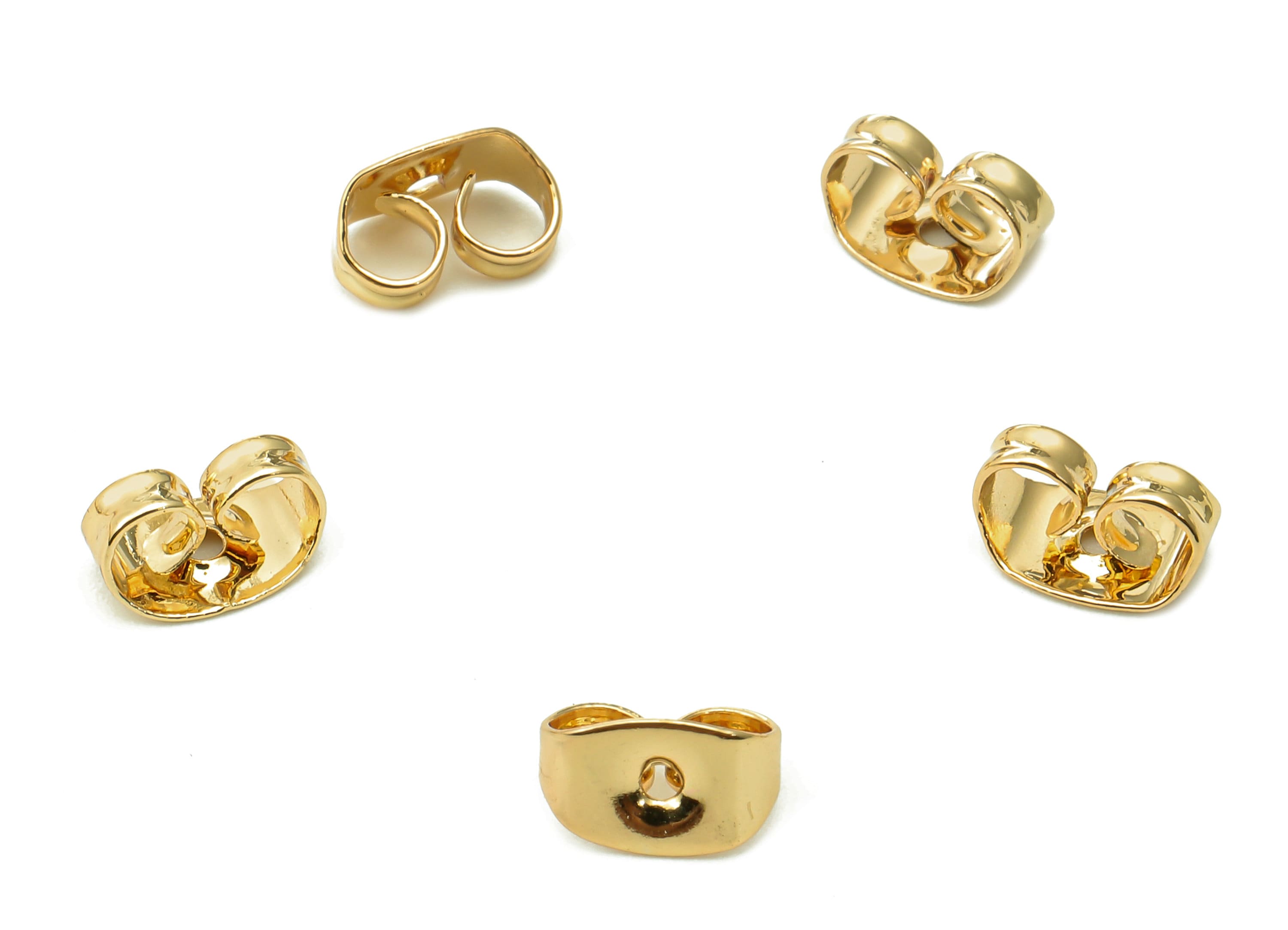 Brass Stud Earring Back Stopper - Earring Post Nuts Stopper - Earring Wire Backs - 18K Real Gold Plating - 6.6x4.2x0.3mm - RGP5450 - DOMEDBAZAAR