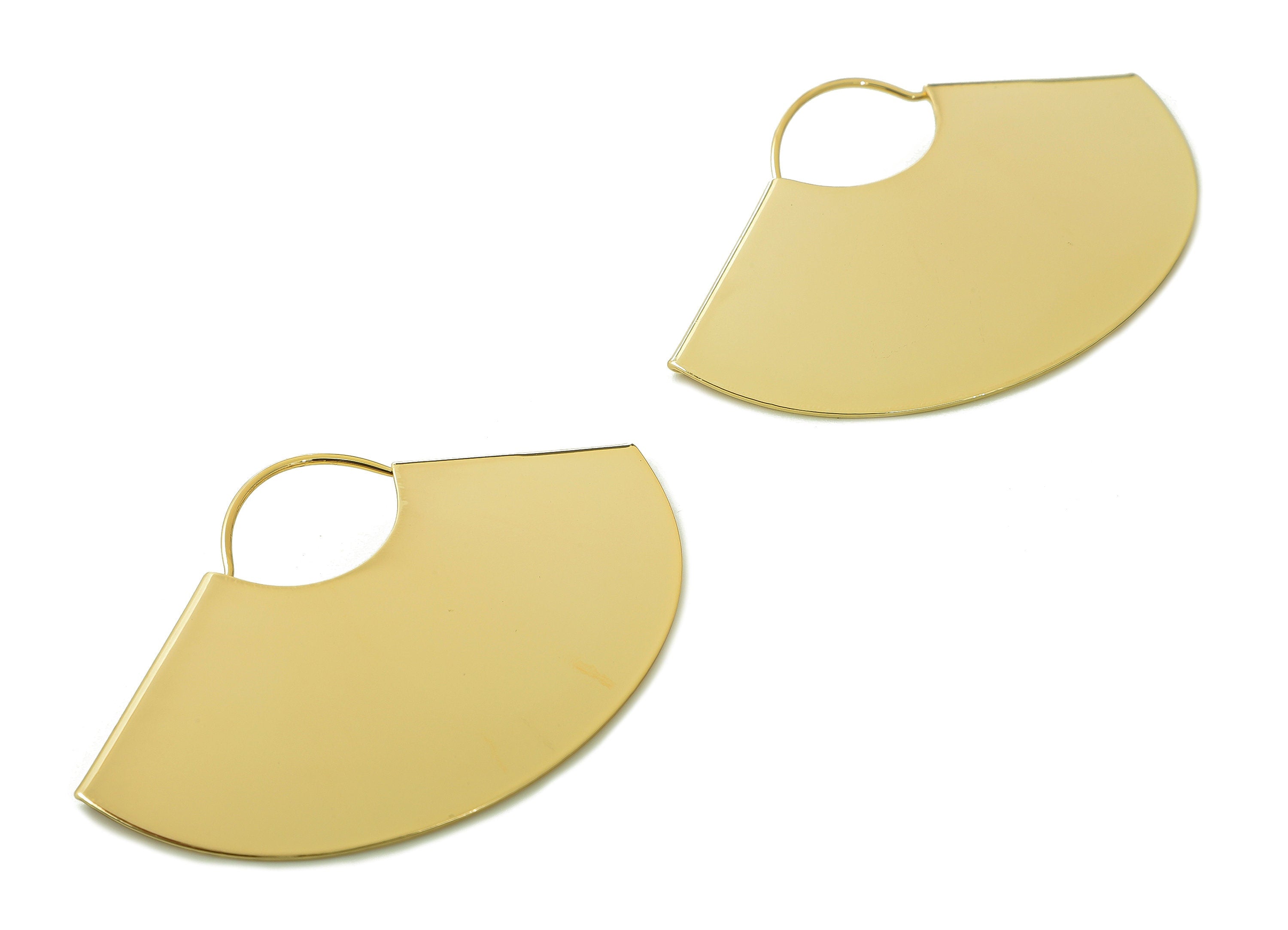 Brass Fan Earring Charms - Gold Sector Earrings - Stamping Blank - 18K Real Gold Plating Charm - 62.3x40.3x0.8mm - RGP5452 - DOMEDBAZAAR