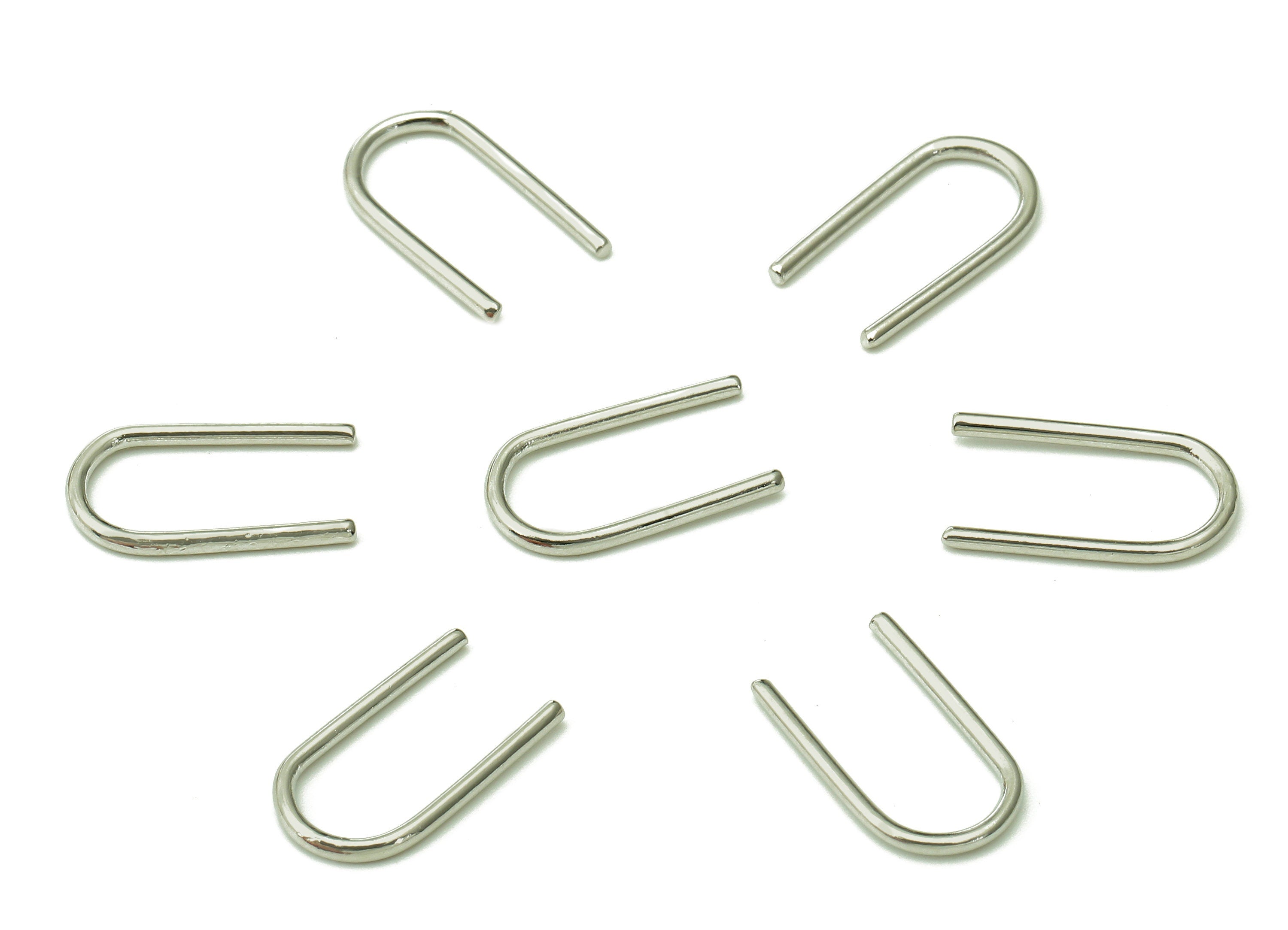 Brass U Earring Wire - Gold U Earrings - Gold U Earring Wire - Earring Wire - 18K Real White Gold Plating - 12.6x7.1x1mm - RGP5454S - DOMEDBAZAAR
