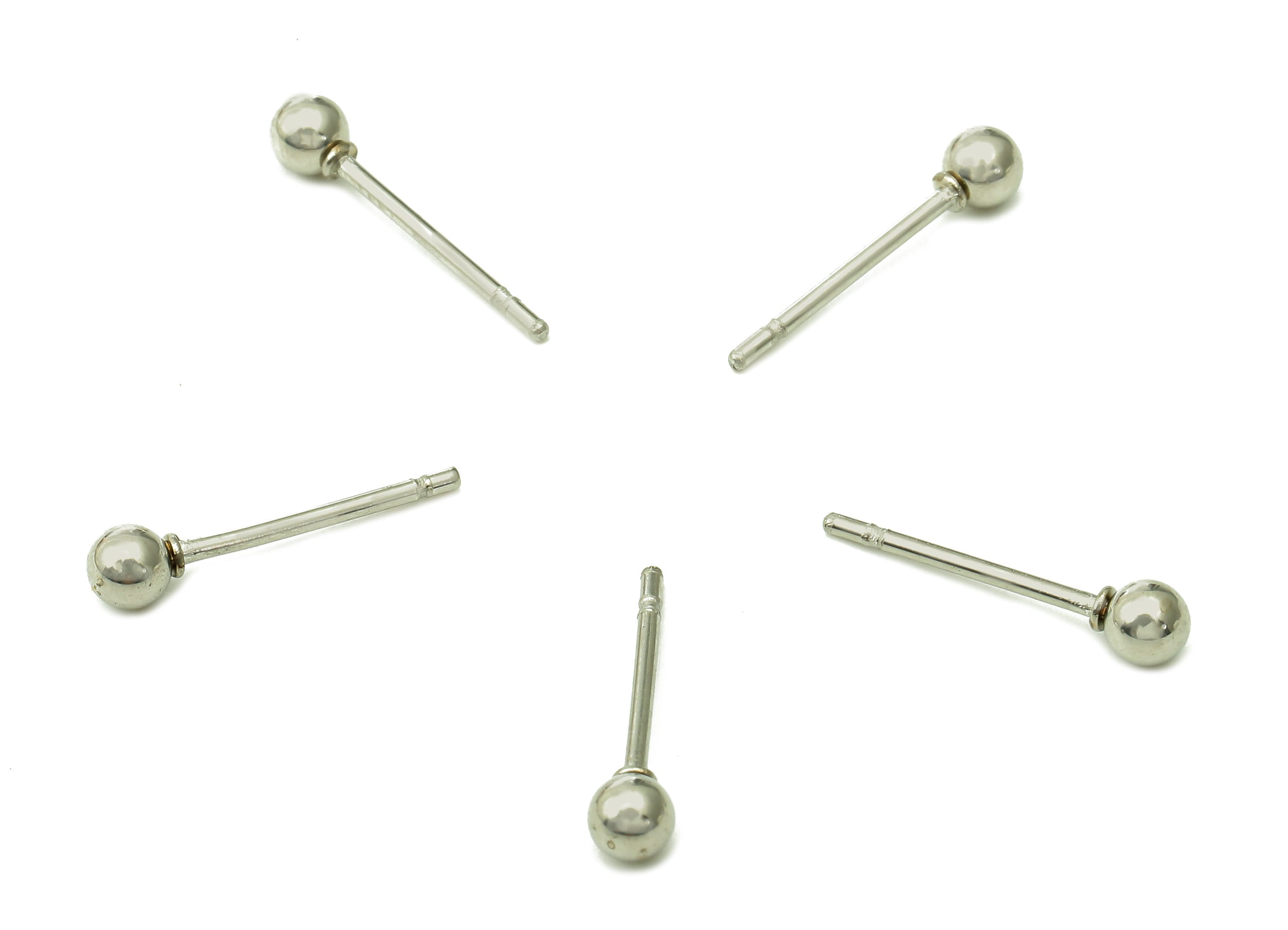 Steel Mini Ball Earring Stud - Silver Mini Ball Earring Post - Ball Stud Earring Charm - 316 Stainless Steel - 14x3.03x0.72mm - SS1409-3 - DOMEDBAZAAR