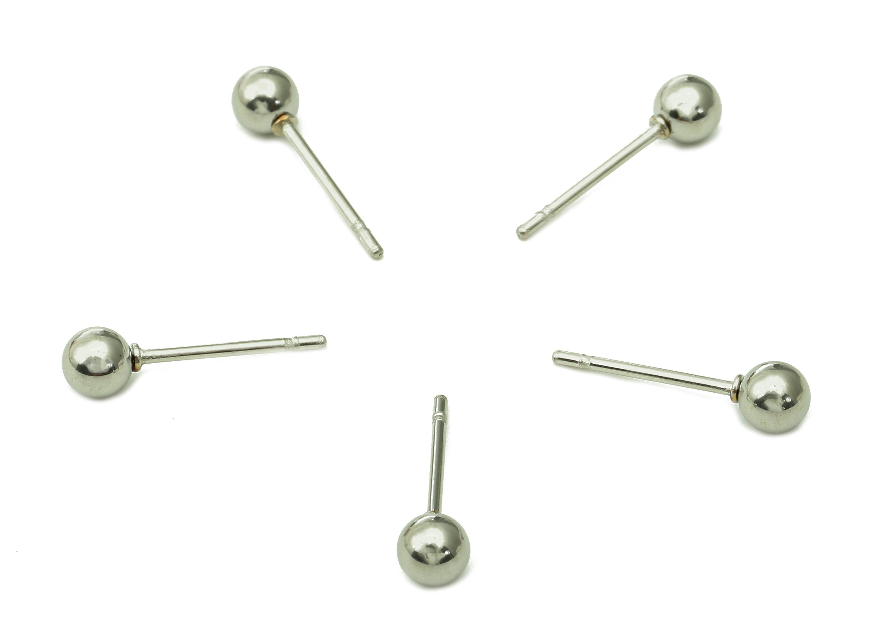 Steel Mini Ball Earring Stud - Silver Mini Ball Earring Post - Ball Stud Earring Charm - 316 Stainless Steel - 15x3.95x0.73mm - SS1409-4 - DOMEDBAZAAR
