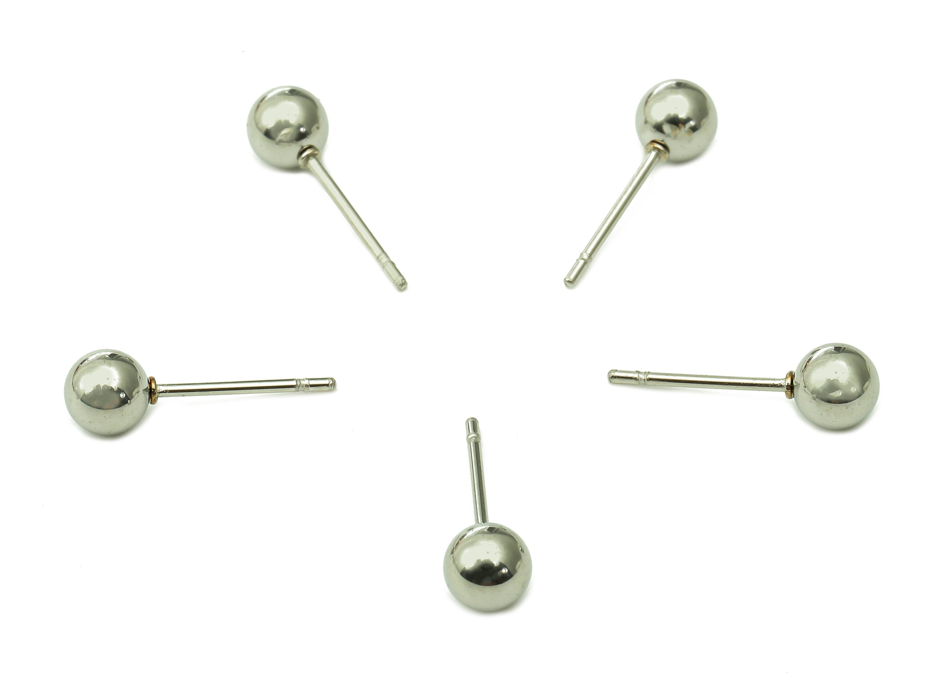 Steel Mini Ball Earring Stud - Silver Mini Ball Earring Post - Ball Stud Earring Charm - 316 Stainless Steel - 16.02x4.98x0.72mm - SS1409-5 - DOMEDBAZAAR