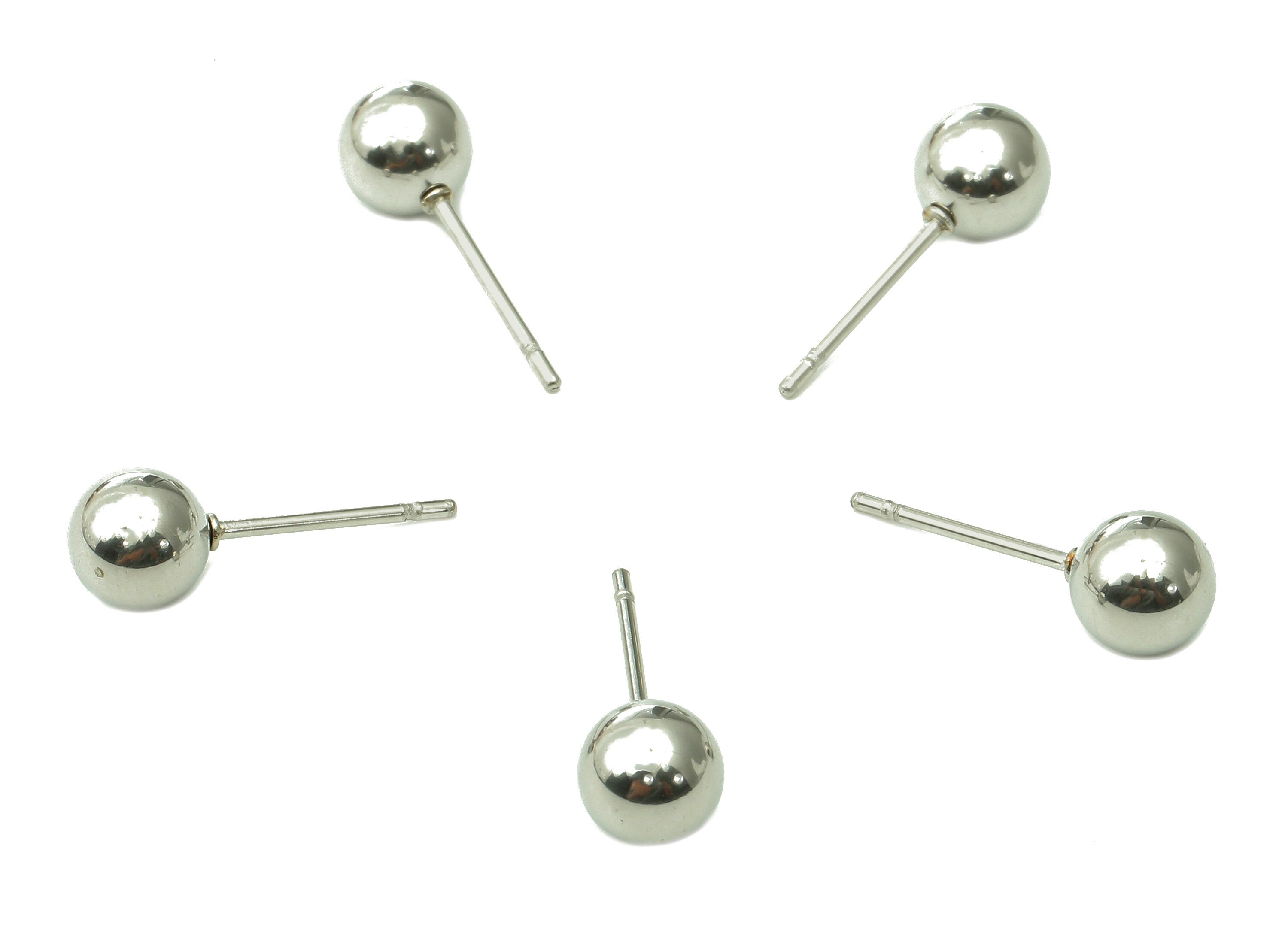 Steel Ball Earring Stud - Silver Ball Earring Post - Ball Stud Earring Charm - 316 Stainless Steel - 16.97x6.01x0.71mm - SS1409-6 - DOMEDBAZAAR