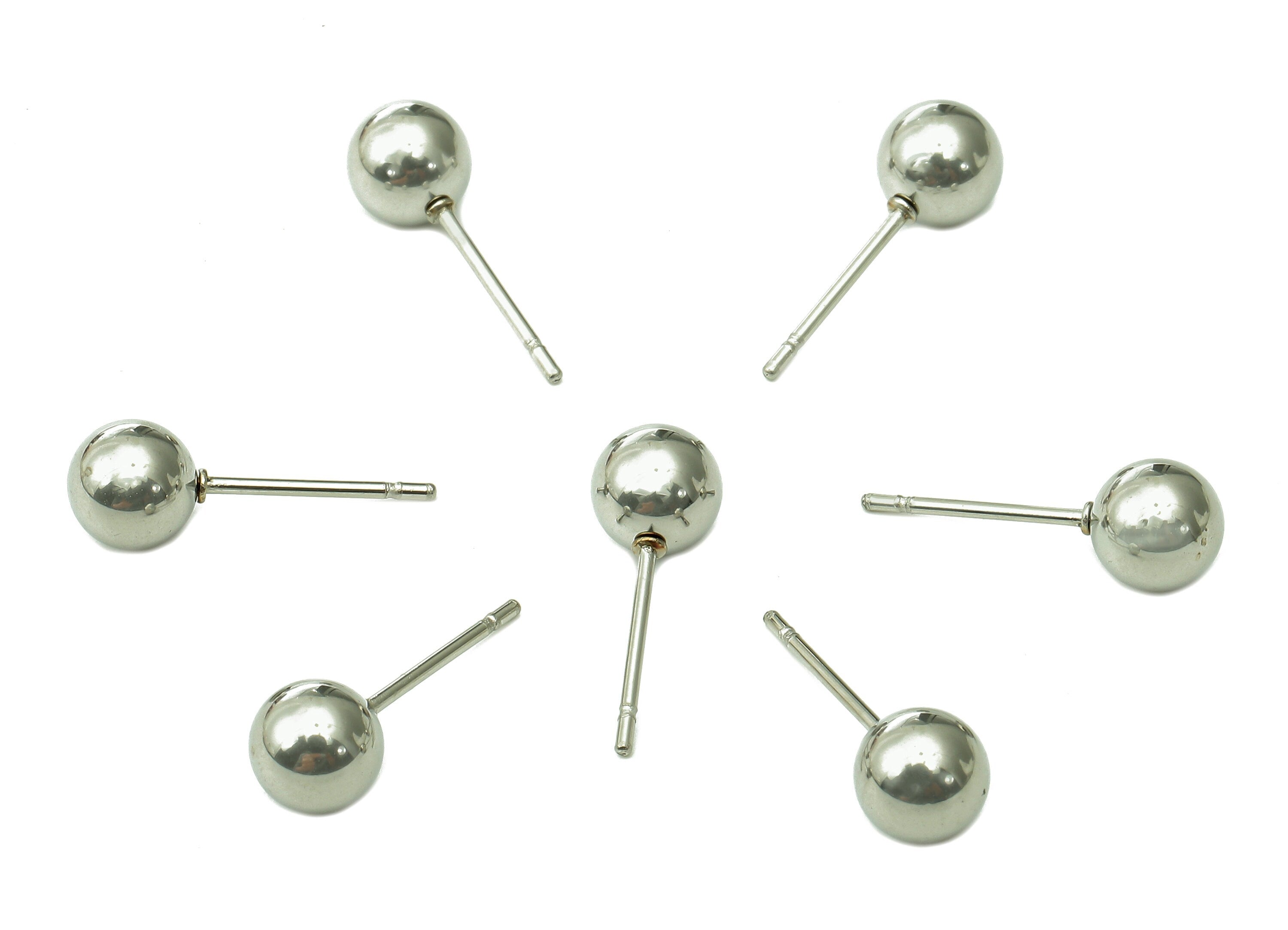 Steel Ball Earring Stud - Silver Ball Earring Post - Ball Stud Earring Charm - 316 Stainless Steel - 16.97x6.01x0.71mm - SS1409-6 - DOMEDBAZAAR