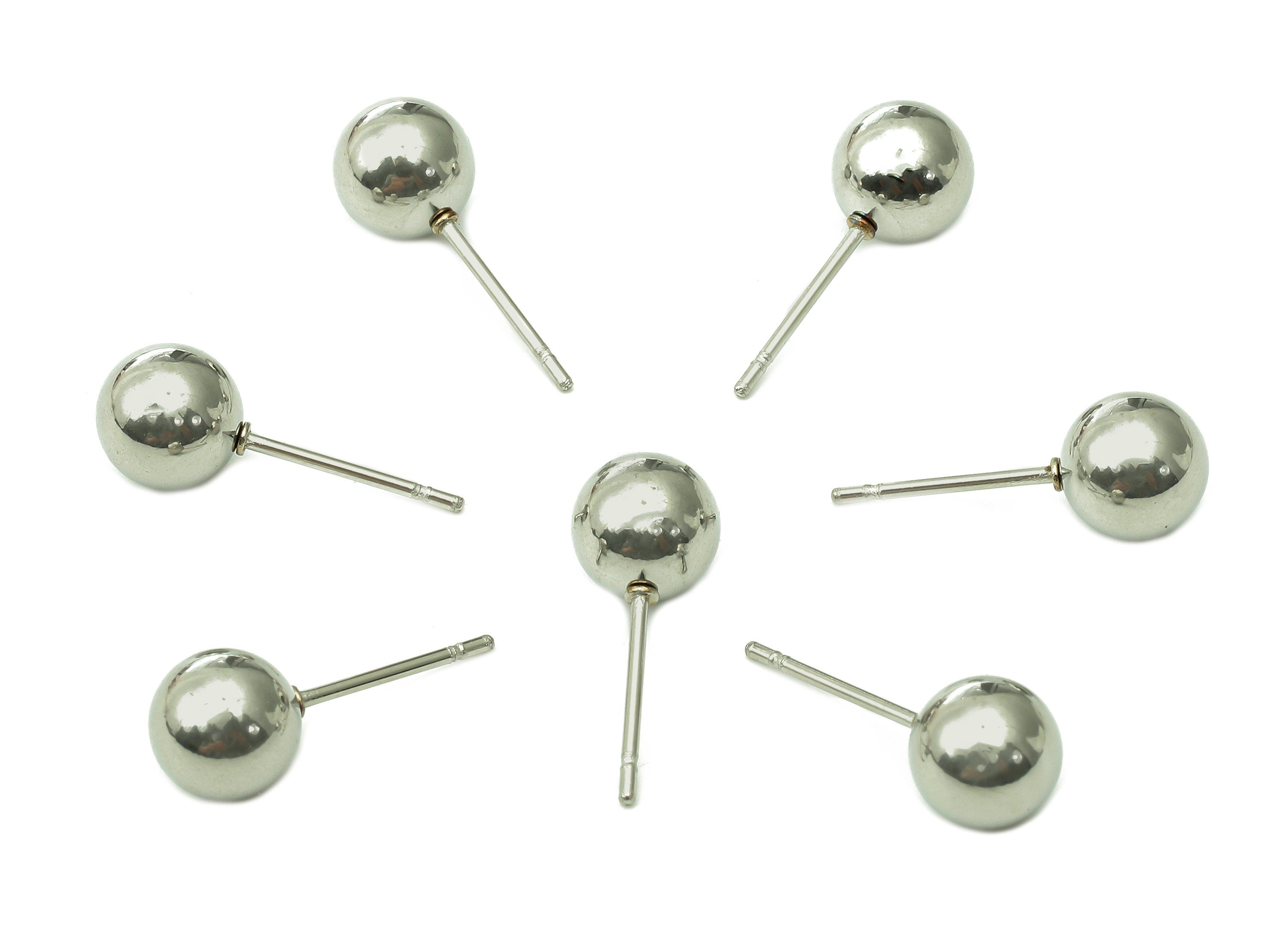 Steel Ball Earring Stud - Silver Ball Earring Post - Ball Stud Earring Charm - 316 Stainless Steel - 18.06x7.02x0.72mm - SS1409-7 - DOMEDBAZAAR