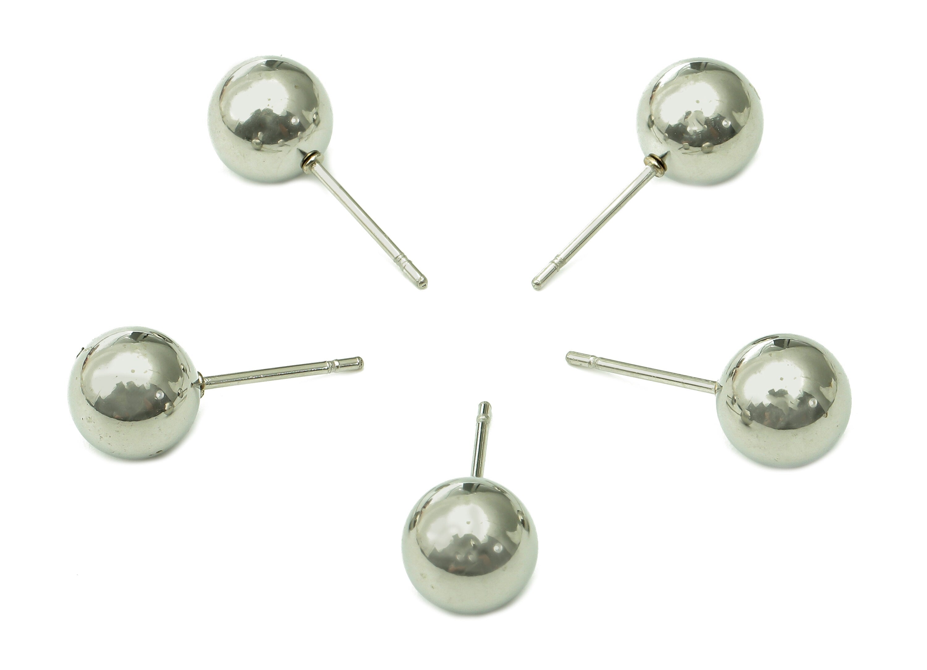 Steel Ball Earring Stud - Silver Ball Earring Post - Ball Stud Earring Charm - 316 Stainless Steel - 18.9x7.95x0.71mm - SS1409-8 - DOMEDBAZAAR