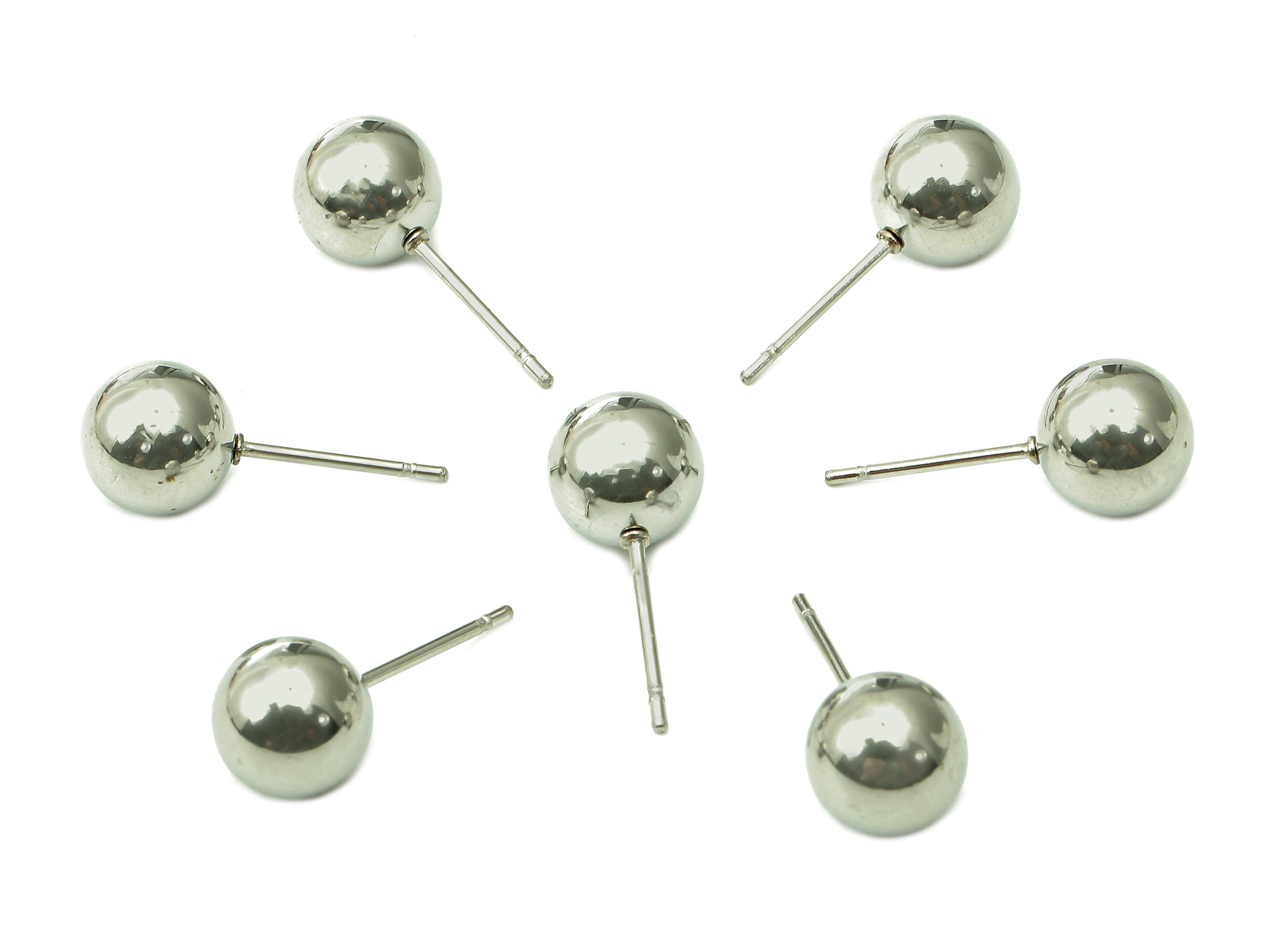 Steel Ball Earring Stud - Silver Ball Earring Post - Ball Stud Earring Charm - 316 Stainless Steel - 18.9x7.95x0.71mm - SS1409-8 - DOMEDBAZAAR