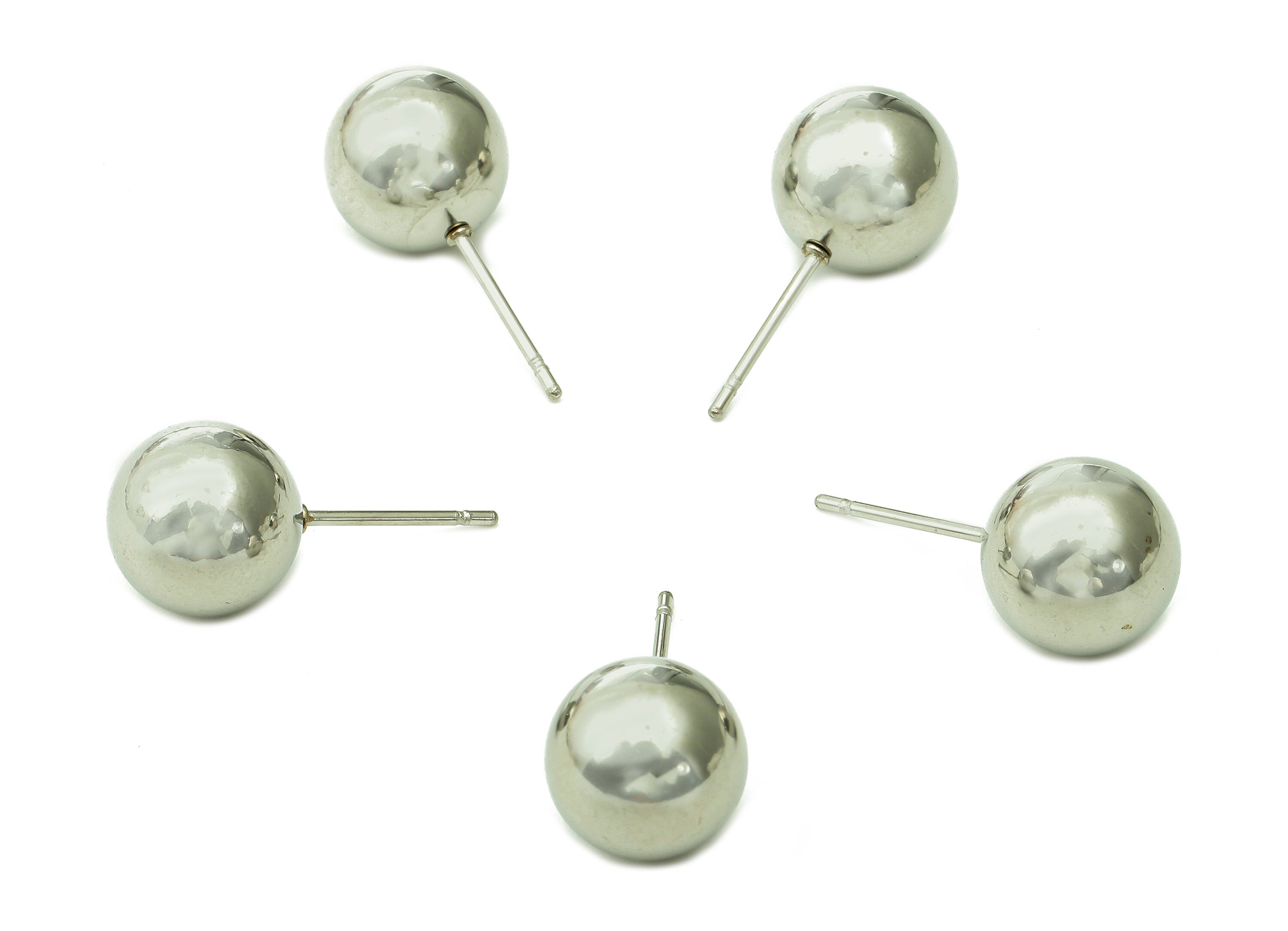 Steel Ball Earring Stud - Silver Ball Earring Post - Ball Stud Earring Charm - 316 Stainless Steel - 20.93x9.98x0.72mm - SS1409-10 - DOMEDBAZAAR
