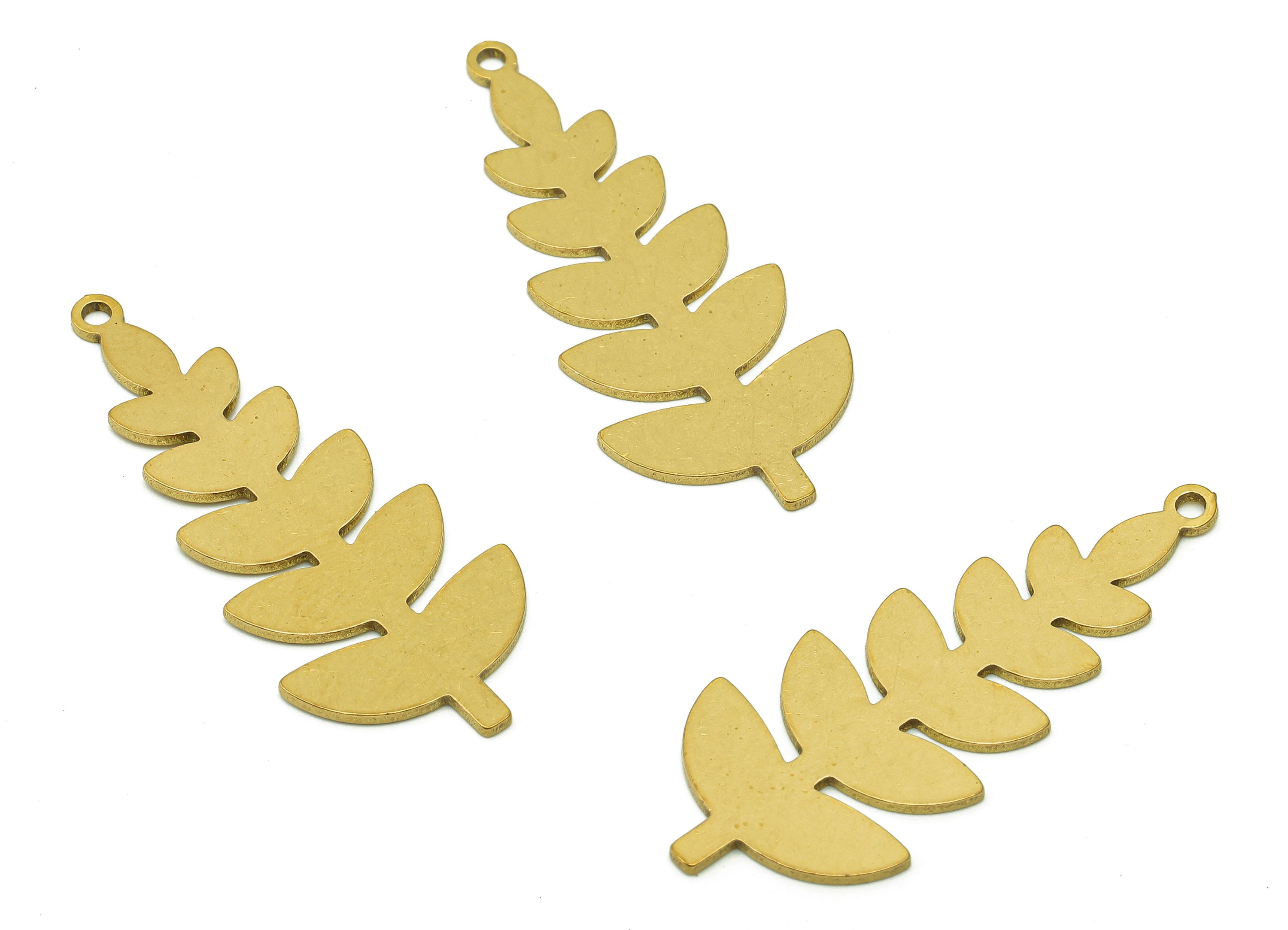 Brass Flower Earring Charms - Raw Brass Flower Earring - Tree Pendant With Loop - Botanical Charm For Necklace - 67.9x15.5x0.8mm - PPA5644 - DOMEDBAZAAR
